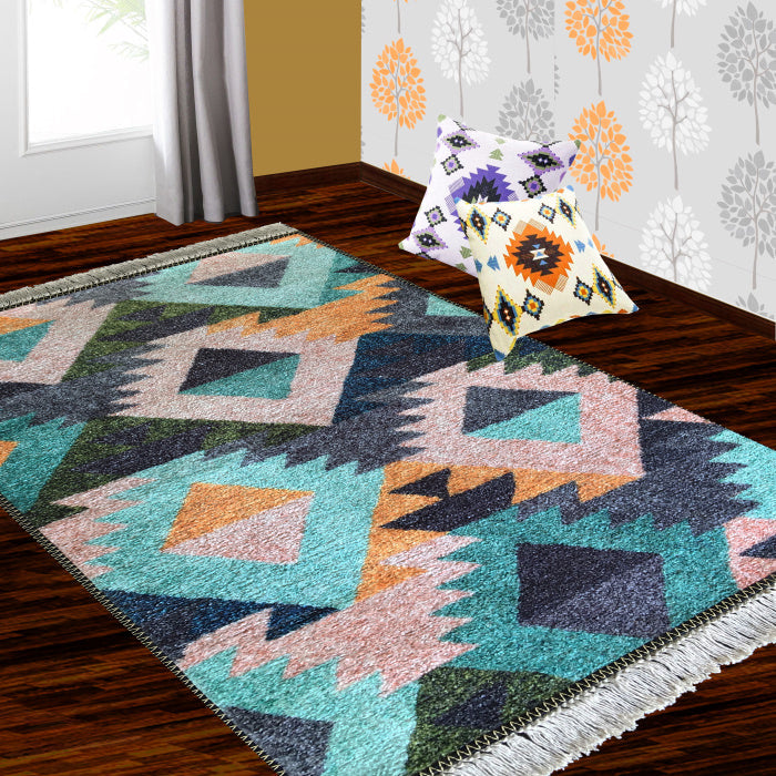 Silk Carpet Ethnic Premium Living Room Rug Teal-Avioni