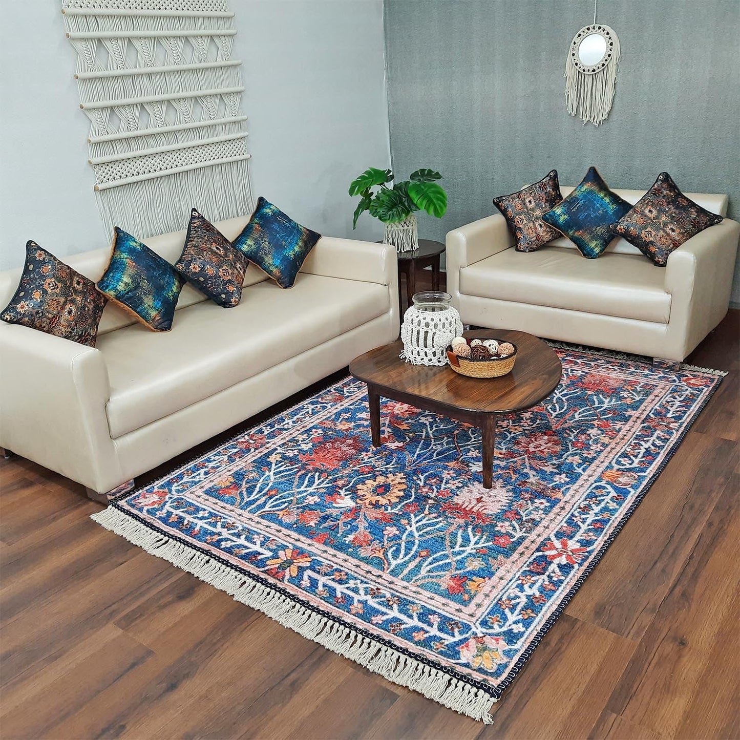 Persian Carpet – Floral Design – Faux Silk Living Room Rug – Avioni
