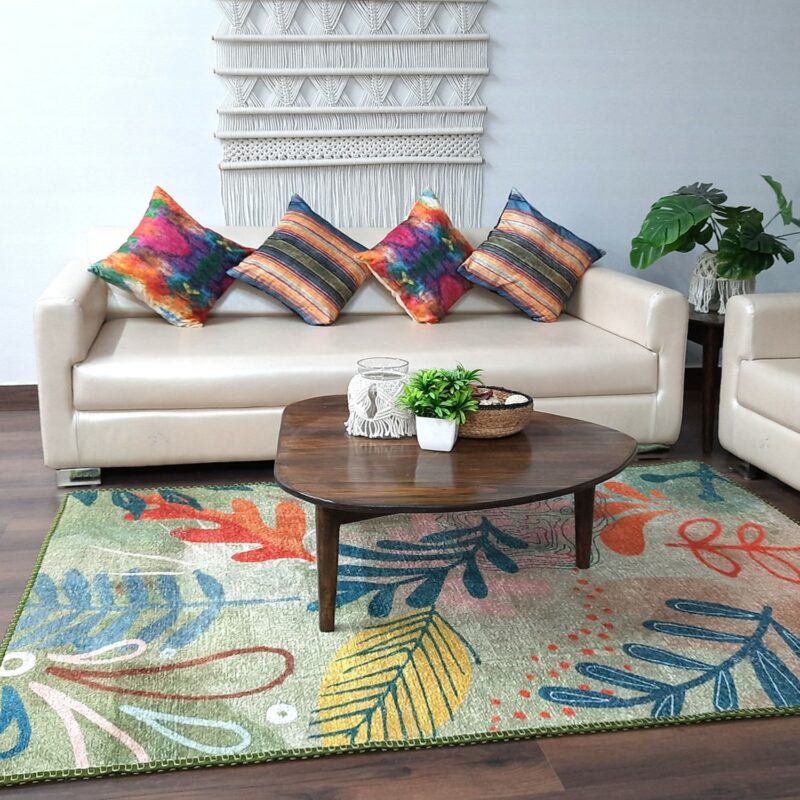 Avioni Luxurious Washable Modern Durable Handmade Vibrant Faux Silk Rug/Carpet In Green Floral