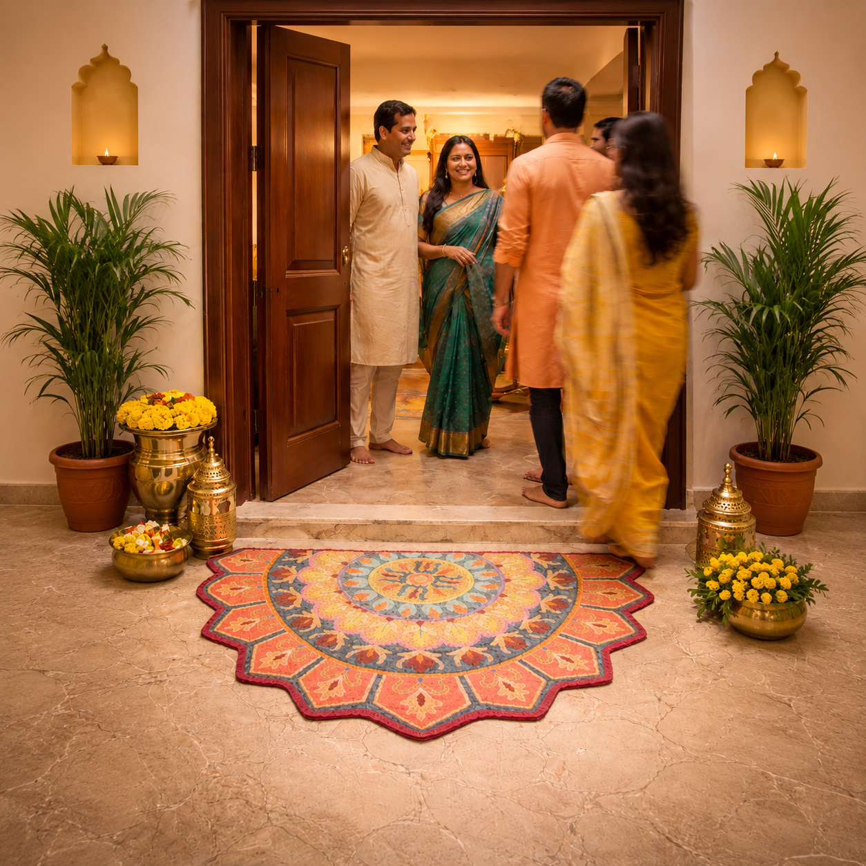 Storilane Floor Mats in Beautiful Traditional Rangoli Colors | Anti Slip, Durable & Washable | Outdoor & Indoor