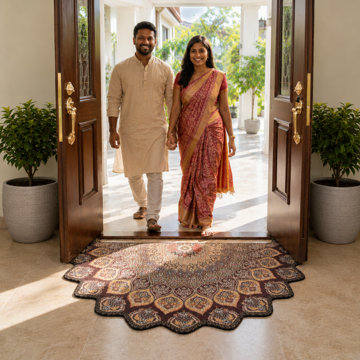 Storilane Floor Mats in Beautiful Traditional Persian Cutout Design | Anti Slip, Durable & Washable | Outdoor & Indoor