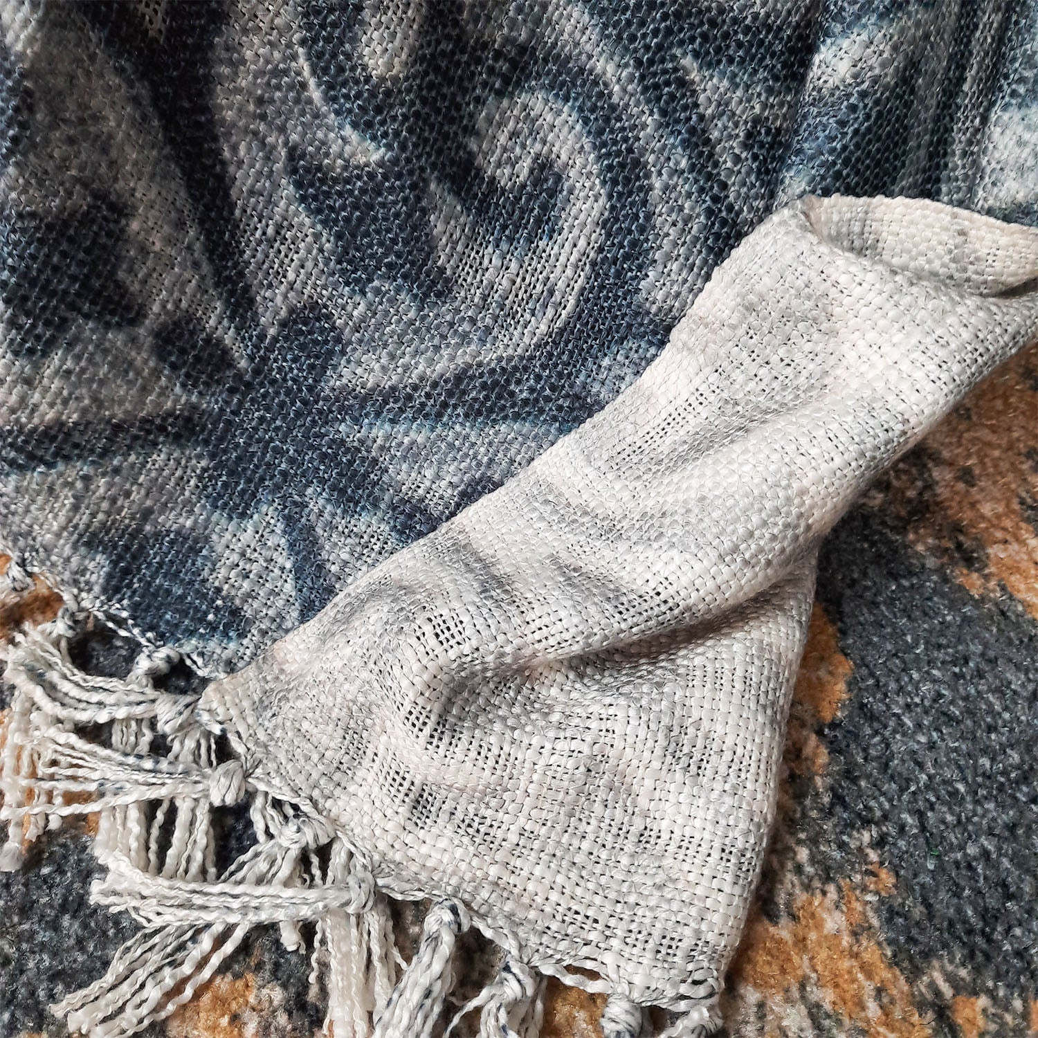 Storilane Beautiful Soft Sofa Throw | Grey & White Double Side Design | Virgin Premium Polyester Slub Handloom Sofa Throw
