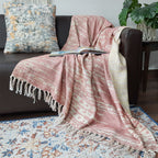 Storilane Beautiful Soft Sofa Throw | Light Coral & Yellow Double Side Design | Virgin Premium Polyester Slub Handloom Sofa Throw