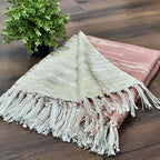 Storilane Beautiful Soft Sofa Throw | Light Coral & Yellow Double Side Design | Virgin Premium Polyester Slub Handloom Sofa Throw