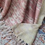 Storilane Beautiful Soft Sofa Throw | Light Coral & Yellow Double Side Design | Virgin Premium Polyester Slub Handloom Sofa Throw