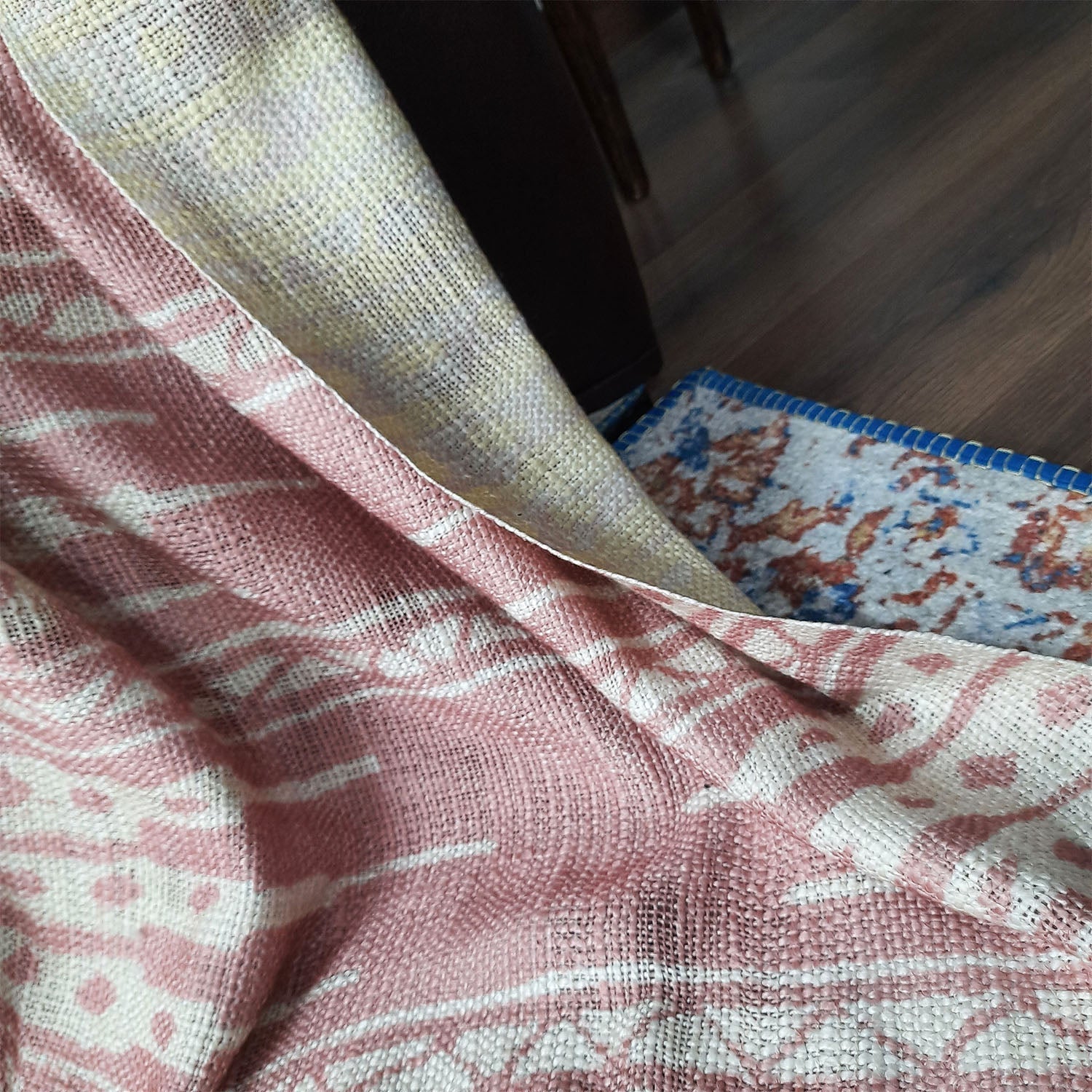 Storilane Beautiful Soft Sofa Throw | Light Coral & Yellow Double Side Design | Virgin Premium Polyester Slub Handloom Sofa Throw