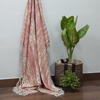 Storilane Beautiful Soft Sofa Throw | Light Coral & Yellow Double Side Design | Virgin Premium Polyester Slub Handloom Sofa Throw