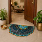 Stylish entrance floor mat with intricate geometric design.