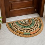 Colorful geometric floor mat creating an elegant entrance display.
