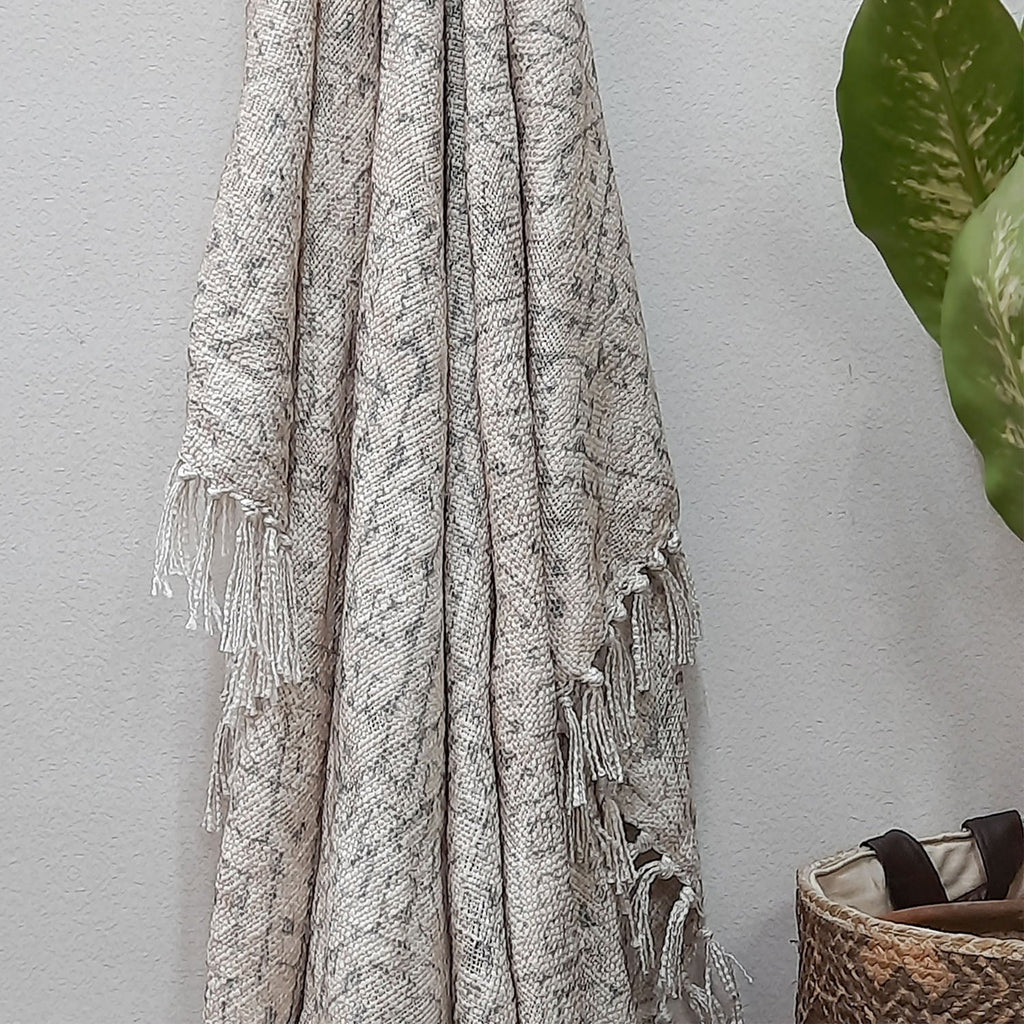 Storilane Beautiful Soft Sofa Throw | Light Coral & Yellow Double Side Design | Virgin Premium Polyester Slub Handloom Sofa Throw