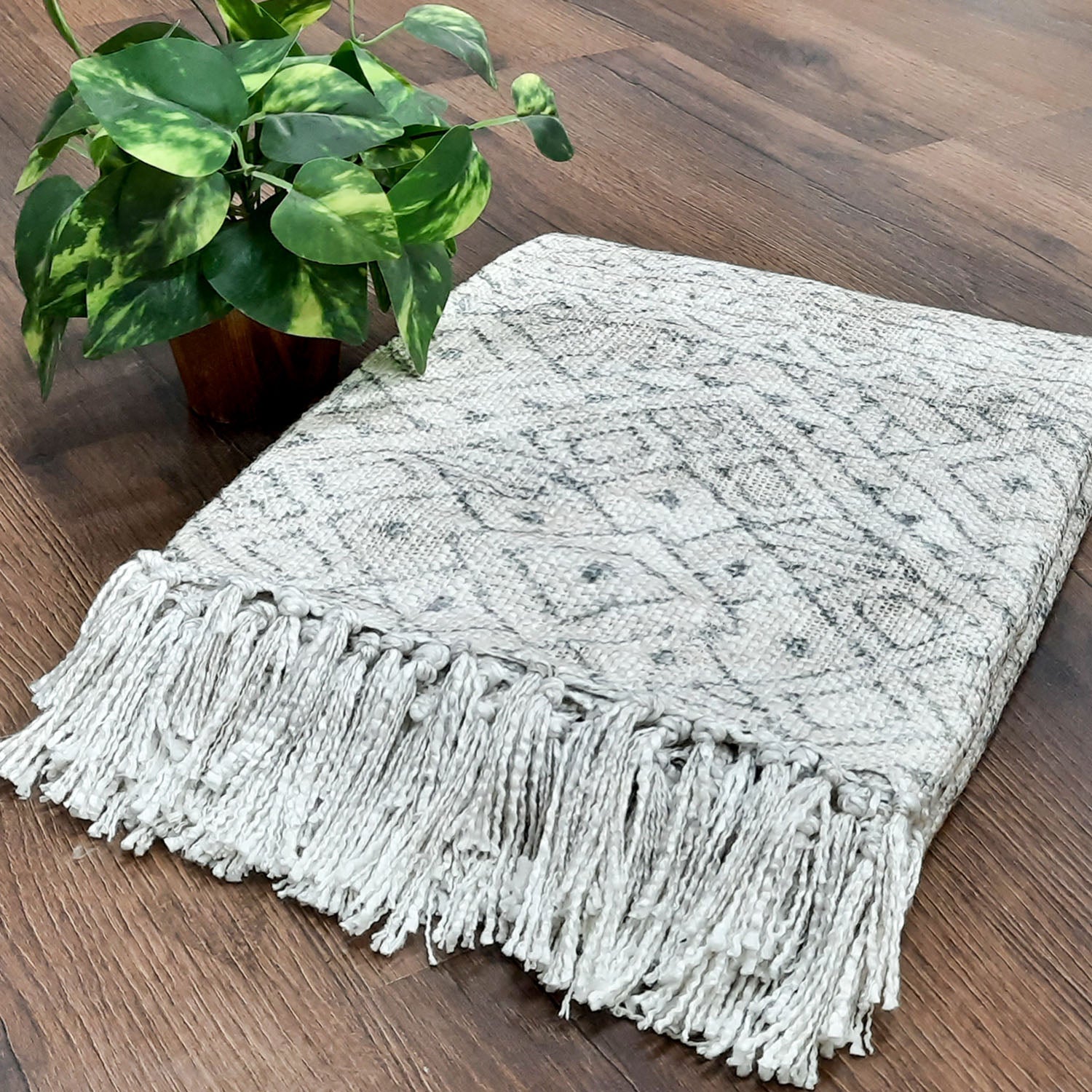 Storilane Beautiful Soft Sofa Throw | Light Coral & Yellow Double Side Design | Virgin Premium Polyester Slub Handloom Sofa Throw