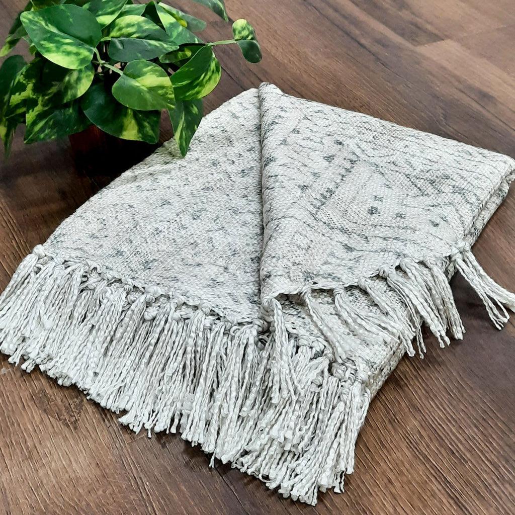 Storilane Beautiful Soft Sofa Throw | Light Coral & Yellow Double Side Design | Virgin Premium Polyester Slub Handloom Sofa Throw
