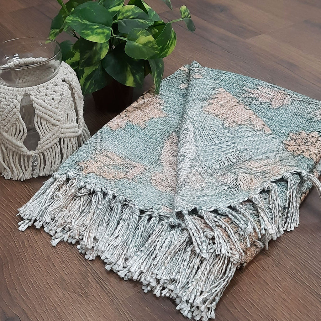 Storilane Beautiful Soft Sofa Throw | Modern Abstract Design | Virgin Premium Polyester Slub Handloom Sofa Throw