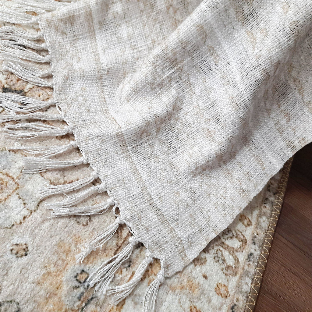 Storilane Beautiful Soft Sofa Throw | Modern Ethnic Design | Virgin Premium Polyester Slub Handloom Sofa Throw
