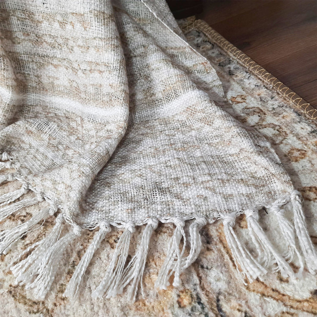 Storilane Beautiful Soft Sofa Throw | Modern Ethnic Design | Virgin Premium Polyester Slub Handloom Sofa Throw