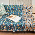 Storilane Cute Reversible Soft Sofa Throw | Modern Design | Virgin Premium Polyester Slub Handloom Sofa Throw