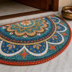 Storilane Floor Mats in Beautiful Rangoli Design | Half Circle Rugs | Anti Slip, Durable & Washable | Outdoor & Indoor