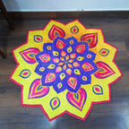 Storilane Carpets in Beautiful Rangoli Petals Design | Durable & Washable | Outdoor & Indoor