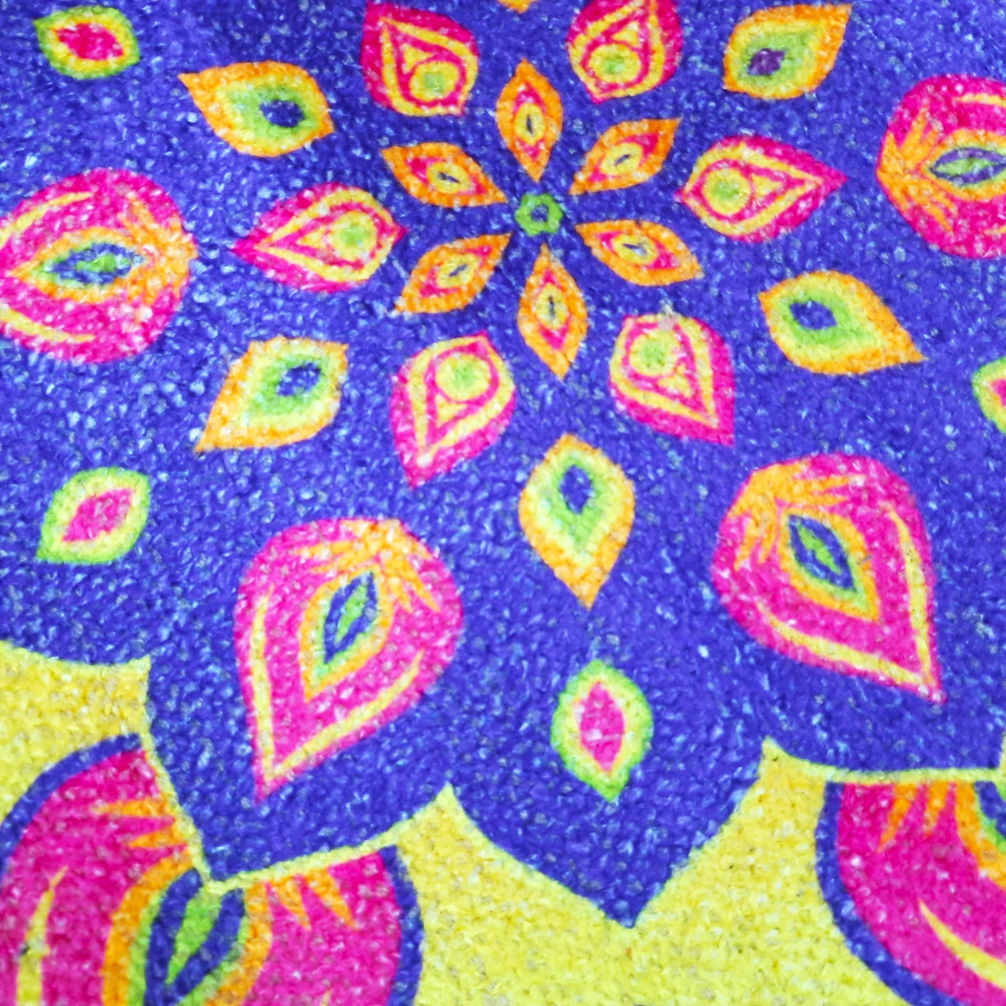 Storilane Carpets in Beautiful Rangoli Petals Design | Durable & Washable | Outdoor & Indoor