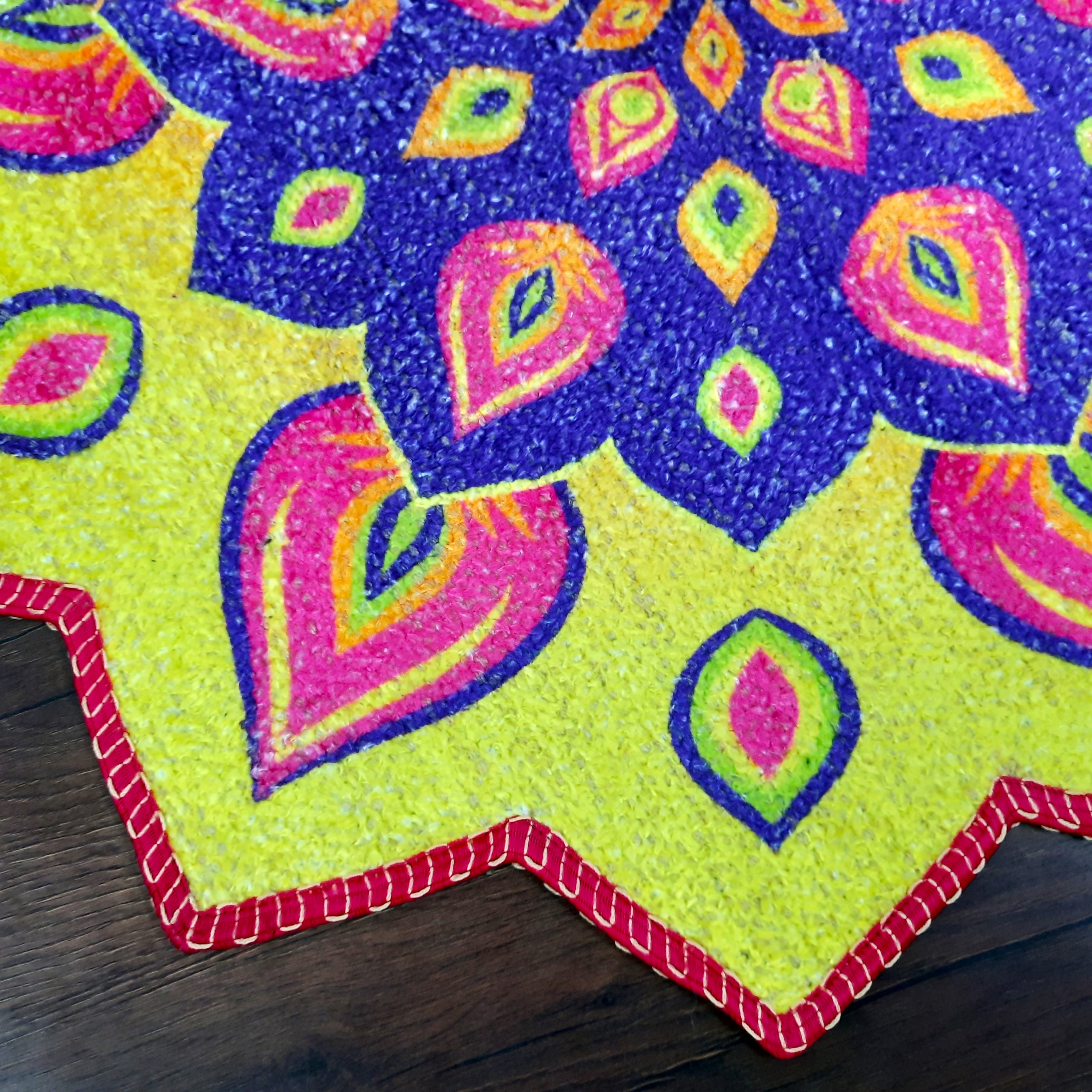 Storilane Carpets in Beautiful Rangoli Petals Design | Durable & Washable | Outdoor & Indoor