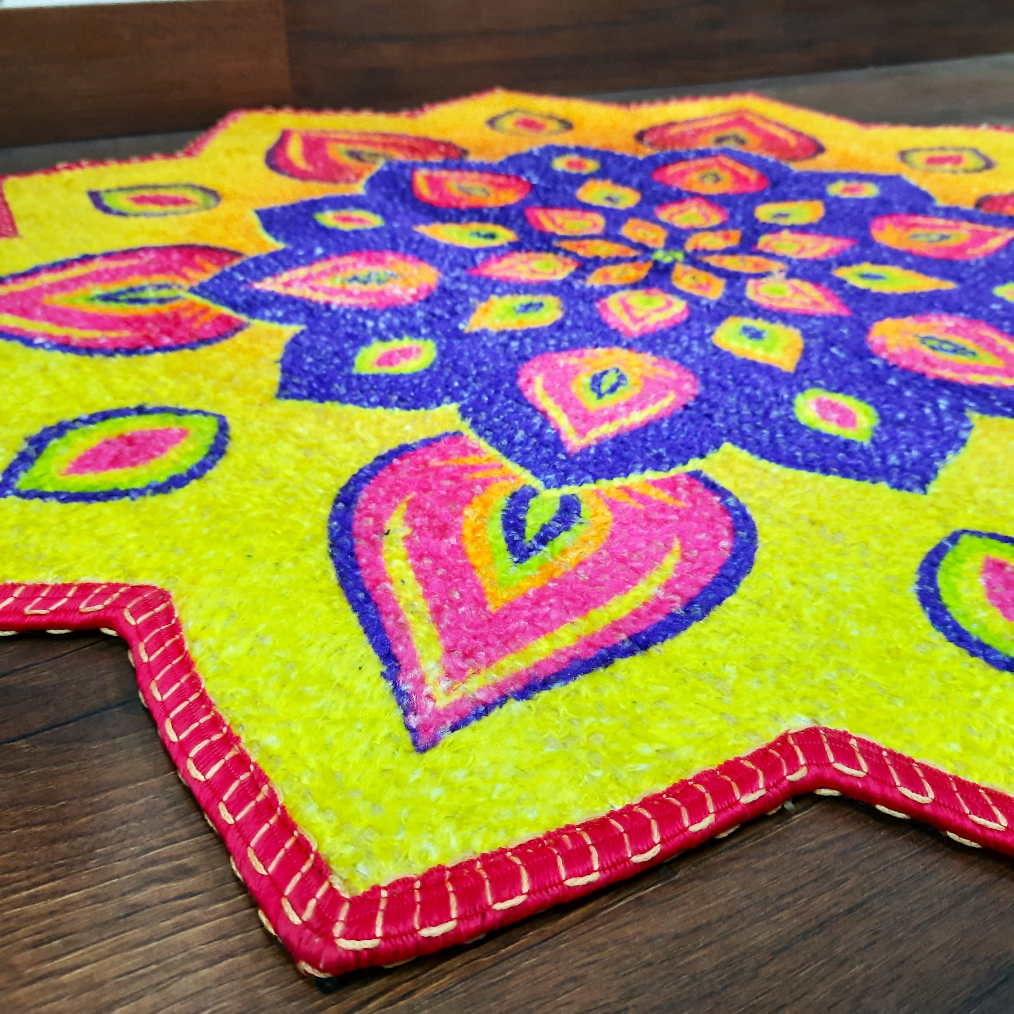 Storilane Carpets in Beautiful Rangoli Petals Design | Durable & Washable | Outdoor & Indoor