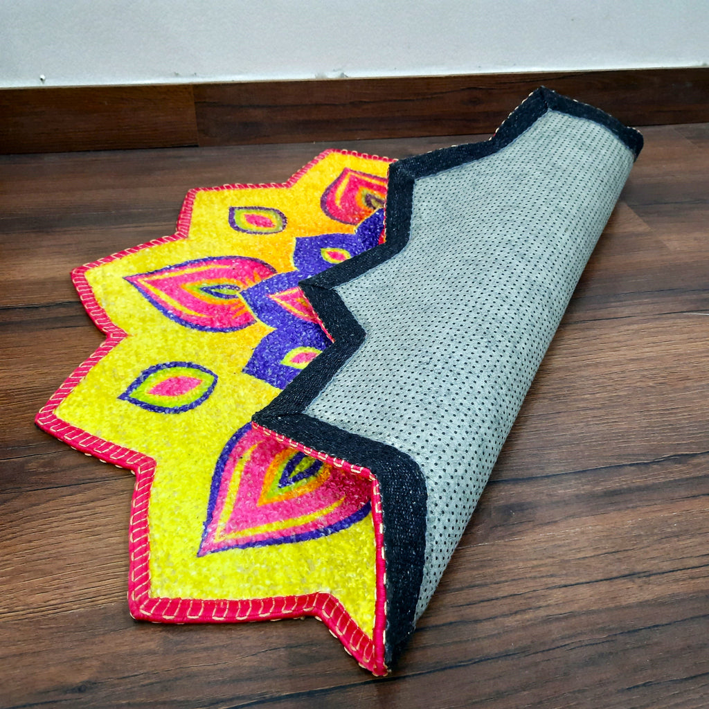 Storilane Carpets in Beautiful Rangoli Petals Design | Durable & Washable | Outdoor & Indoor