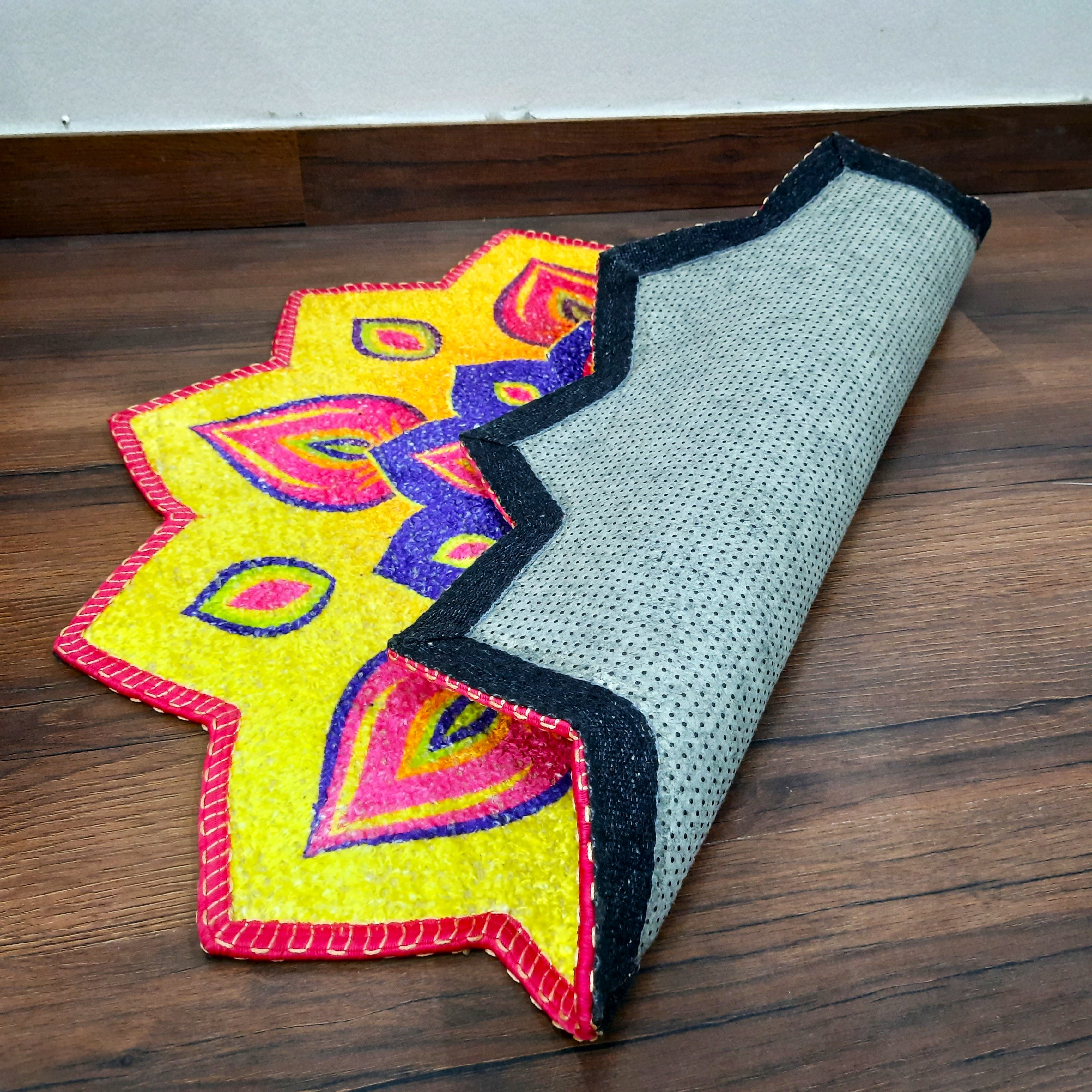 Storilane Carpets in Beautiful Rangoli Petals Design | Durable & Washable | Outdoor & Indoor