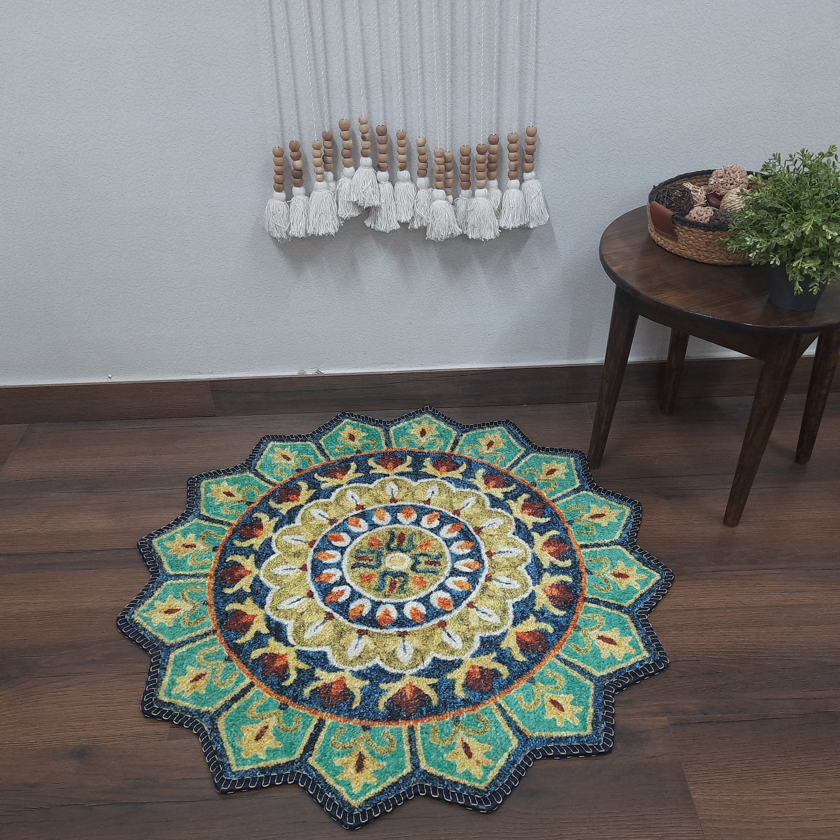 Storilane HandMade Floor Mats in Beautiful Traditional Cut loop Design Rangoli Colors | Anti Slip, Durable & Washable | Outdoor & Indoor