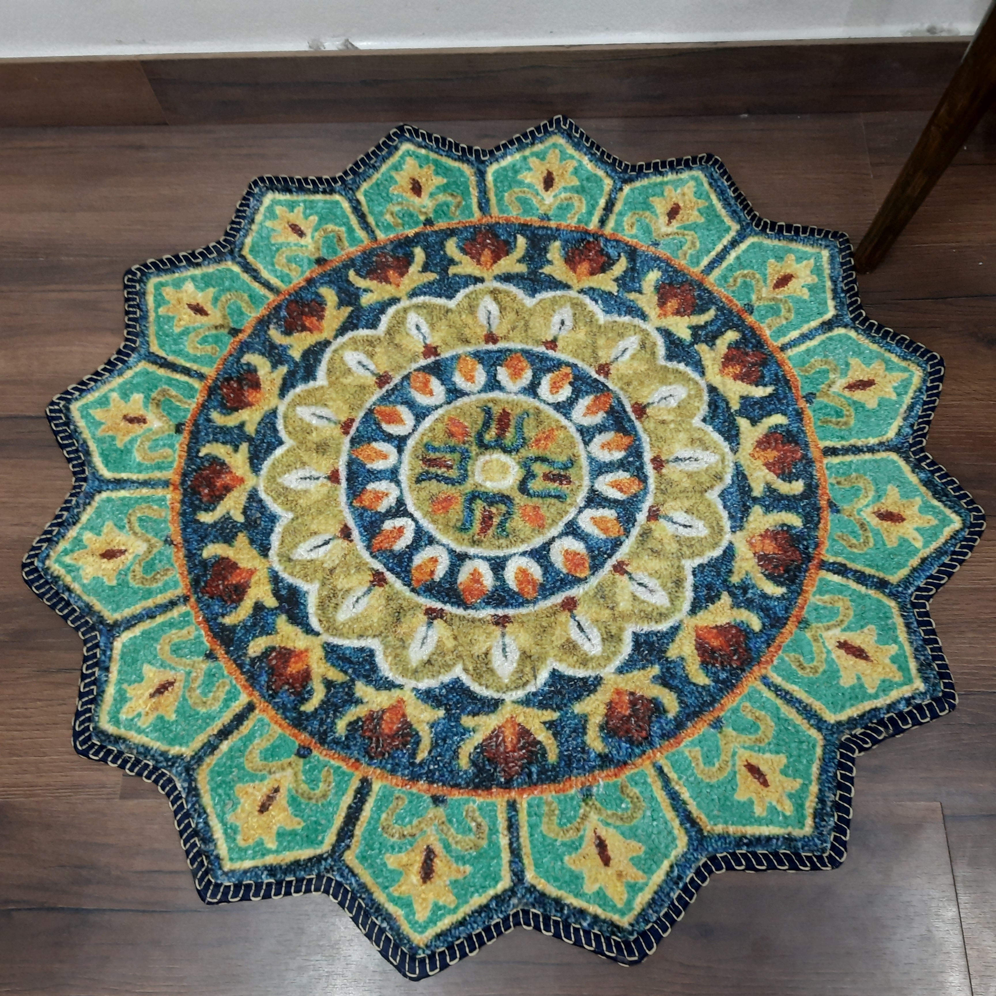 Storilane HandMade Floor Mats in Beautiful Traditional Cut loop Design Rangoli Colors | Anti Slip, Durable & Washable | Outdoor & Indoor
