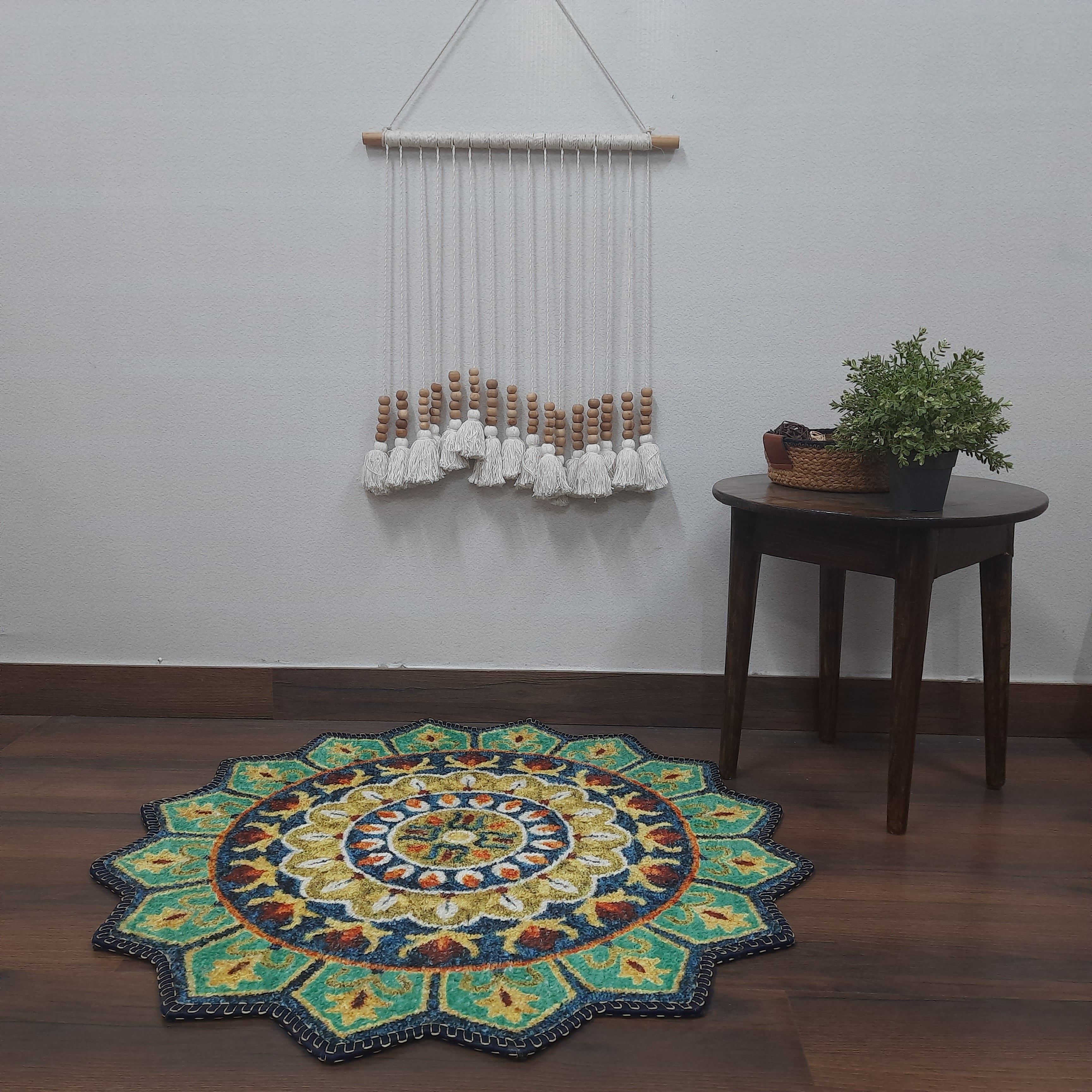 Storilane Floor Mats in Beautiful Traditional Cut loop Design Rangoli Colors | Anti Slip, Durable & Washable | Outdoor & Indoor