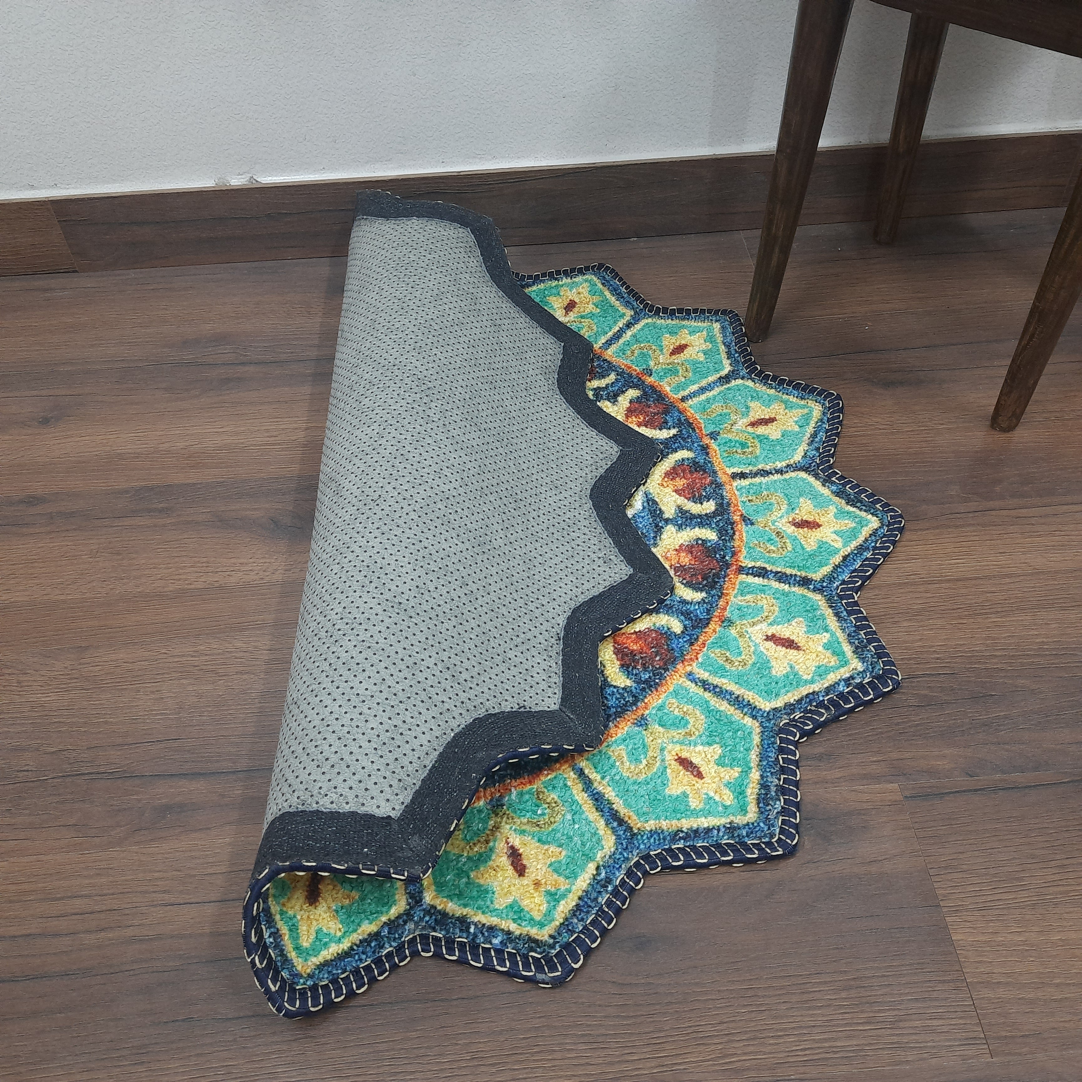 Storilane HandMade Floor Mats in Beautiful Traditional Cut loop Design Rangoli Colors | Anti Slip, Durable & Washable | Outdoor & Indoor