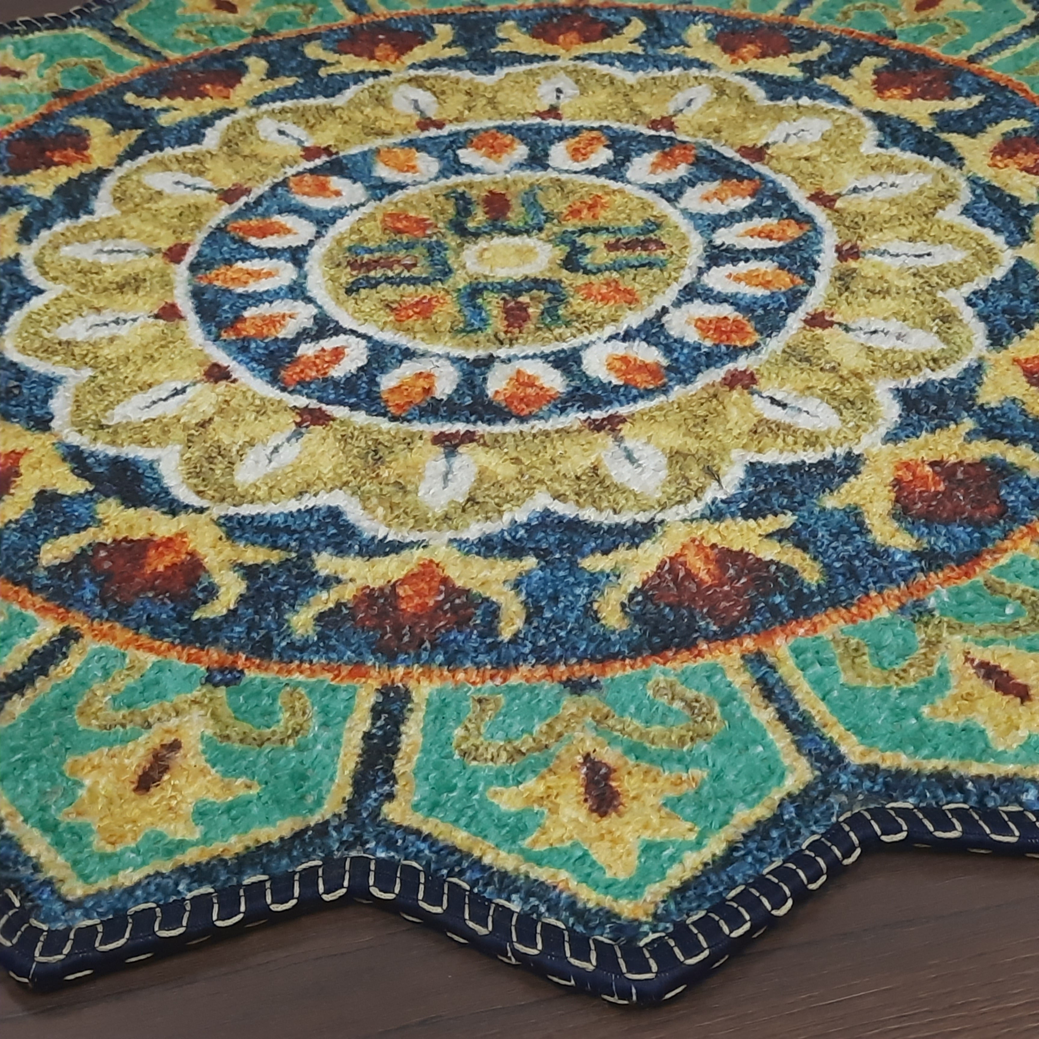 Storilane Floor Mats in Beautiful Traditional Cut loop Design Rangoli Colors | Anti Slip, Durable & Washable | Outdoor & Indoor