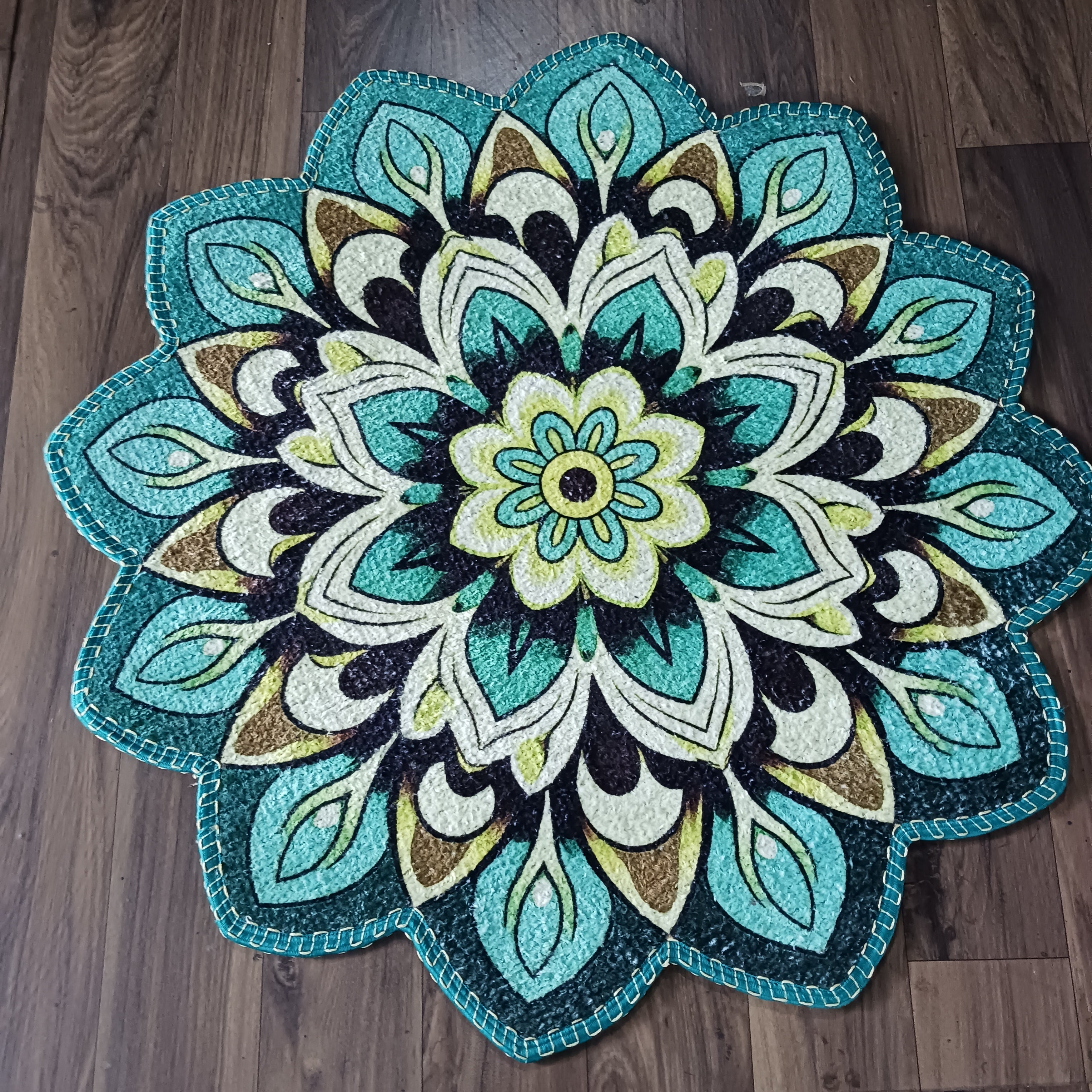 Storilane HandMade Floor Mats in Beautiful Traditional Rangoli Colors | Anti Slip, Durable & Washable | Outdoor & Indoor