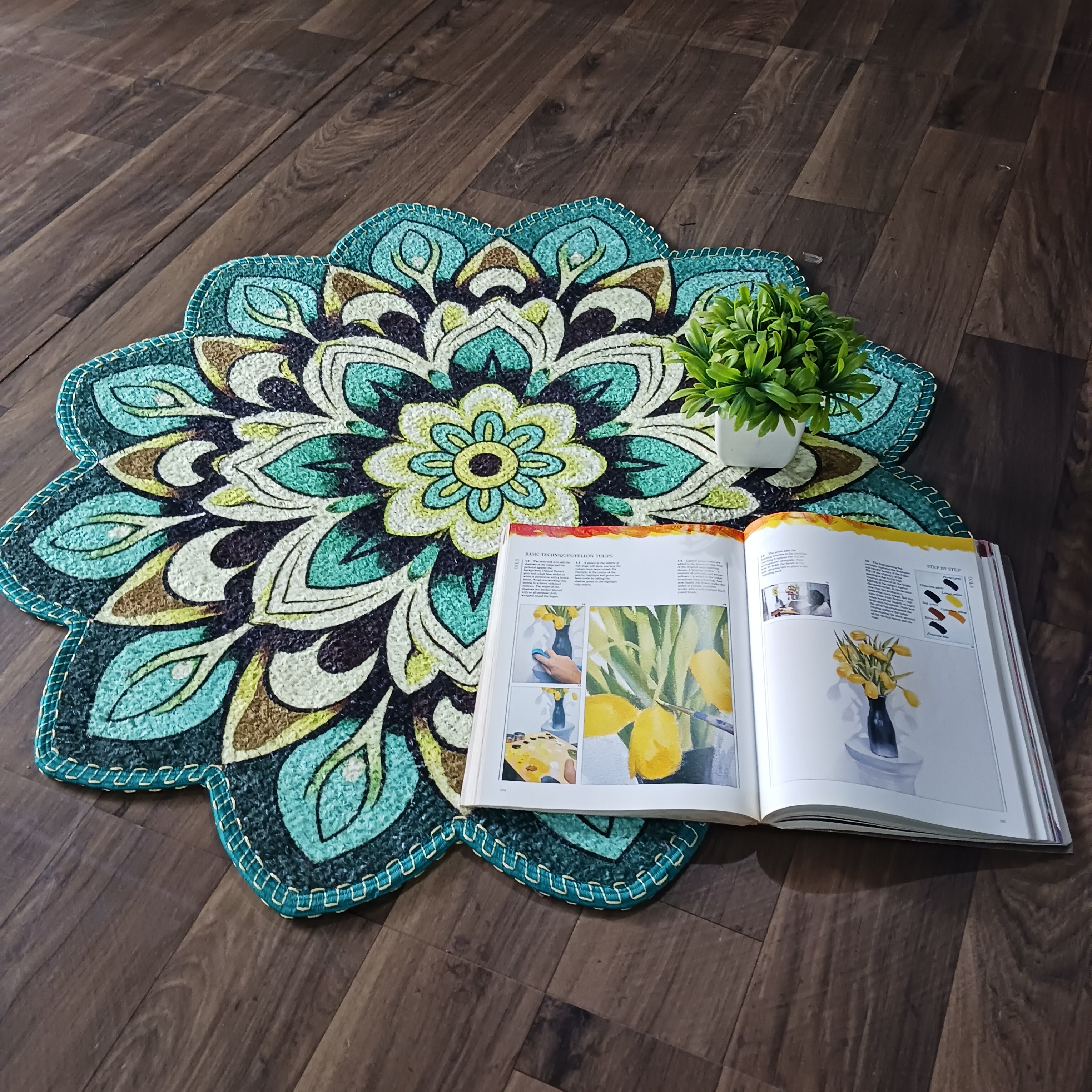 Storilane HandMade Floor Mats in Beautiful Traditional Rangoli Colors | Anti Slip, Durable & Washable | Outdoor & Indoor