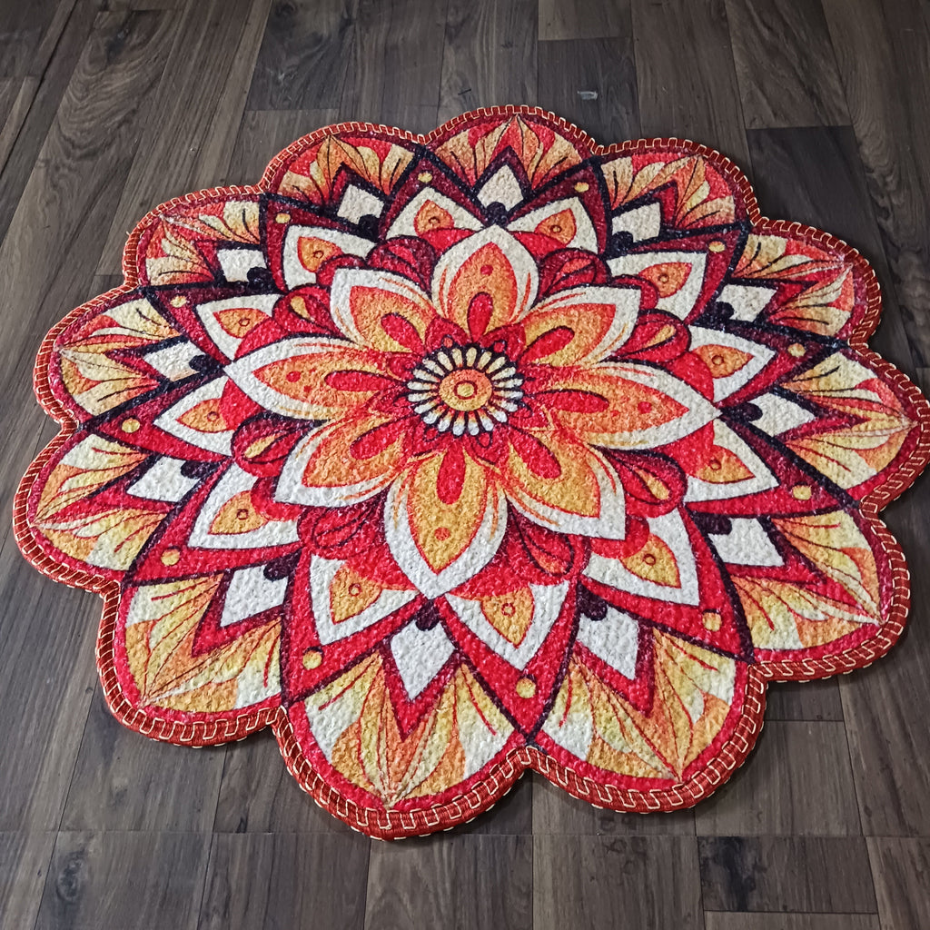 Storilane HandMade Floor Mats in Beautiful Traditional Rangoli Colors | Anti Slip, Durable & Washable | Outdoor & Indoor