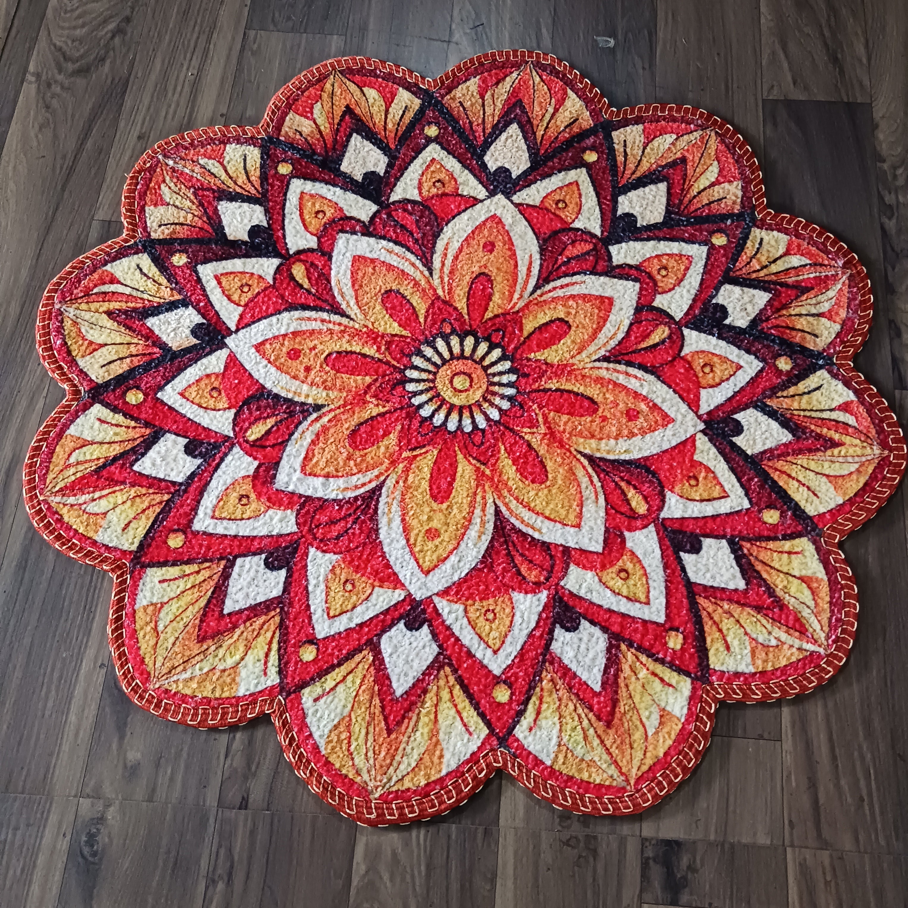 Storilane HandMade Floor Mats in Beautiful Traditional Rangoli Colors | Anti Slip, Durable & Washable | Outdoor & Indoor