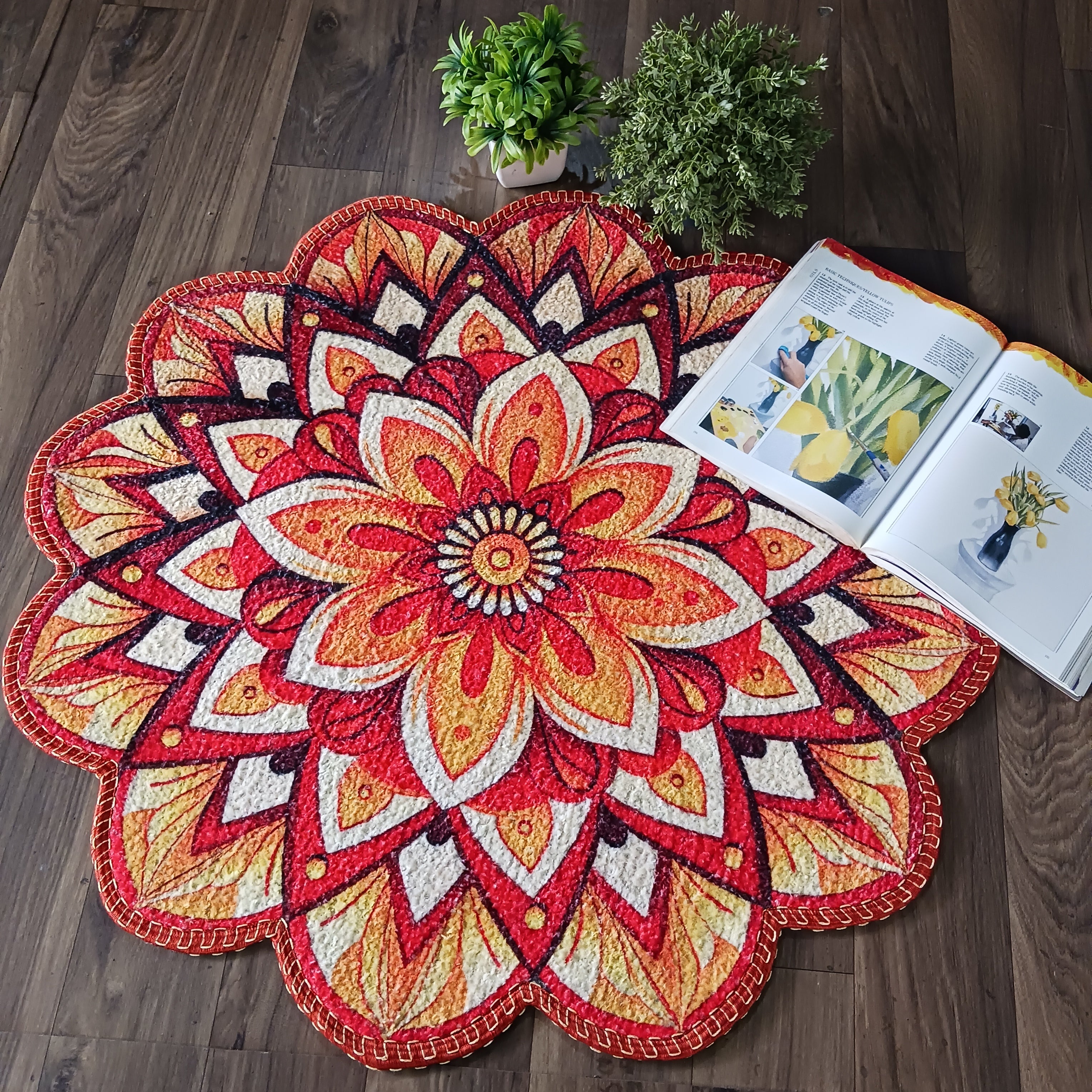Storilane HandMade Floor Mats in Beautiful Traditional Rangoli Colors | Anti Slip, Durable & Washable | Outdoor & Indoor