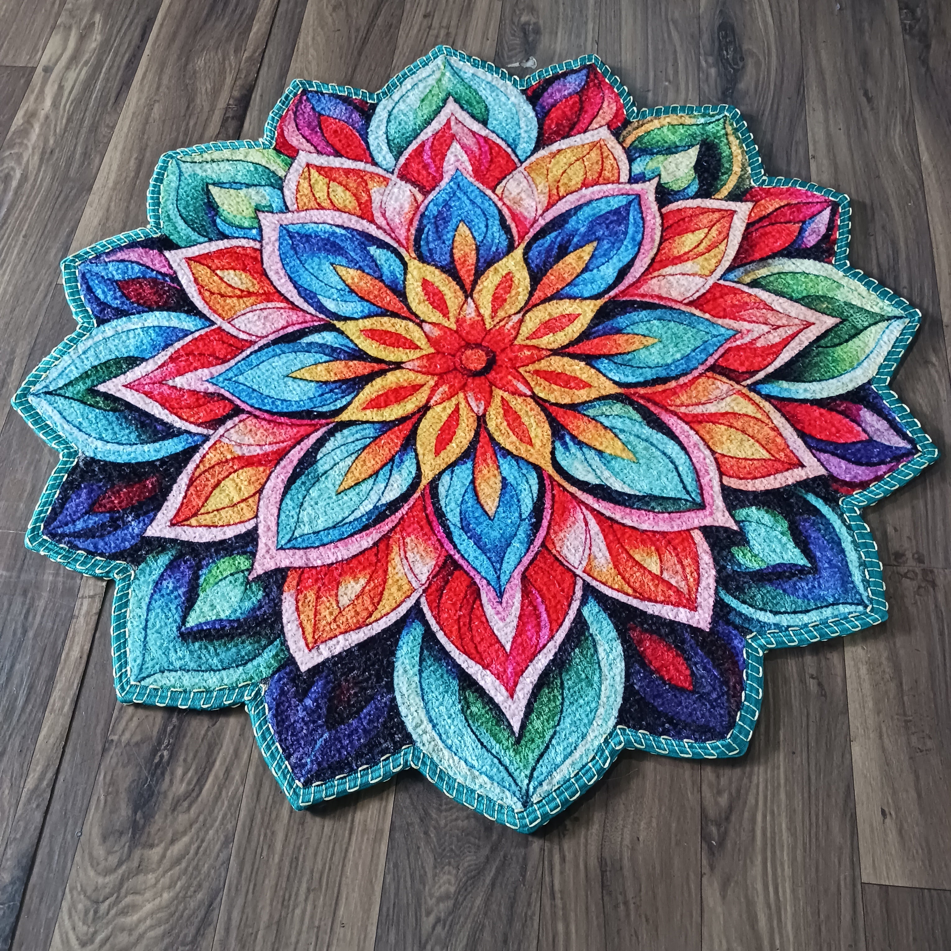 Storilane HandMade Floor Mats in Beautiful Traditional Rangoli Colors | Anti Slip, Durable & Washable | Outdoor & Indoor