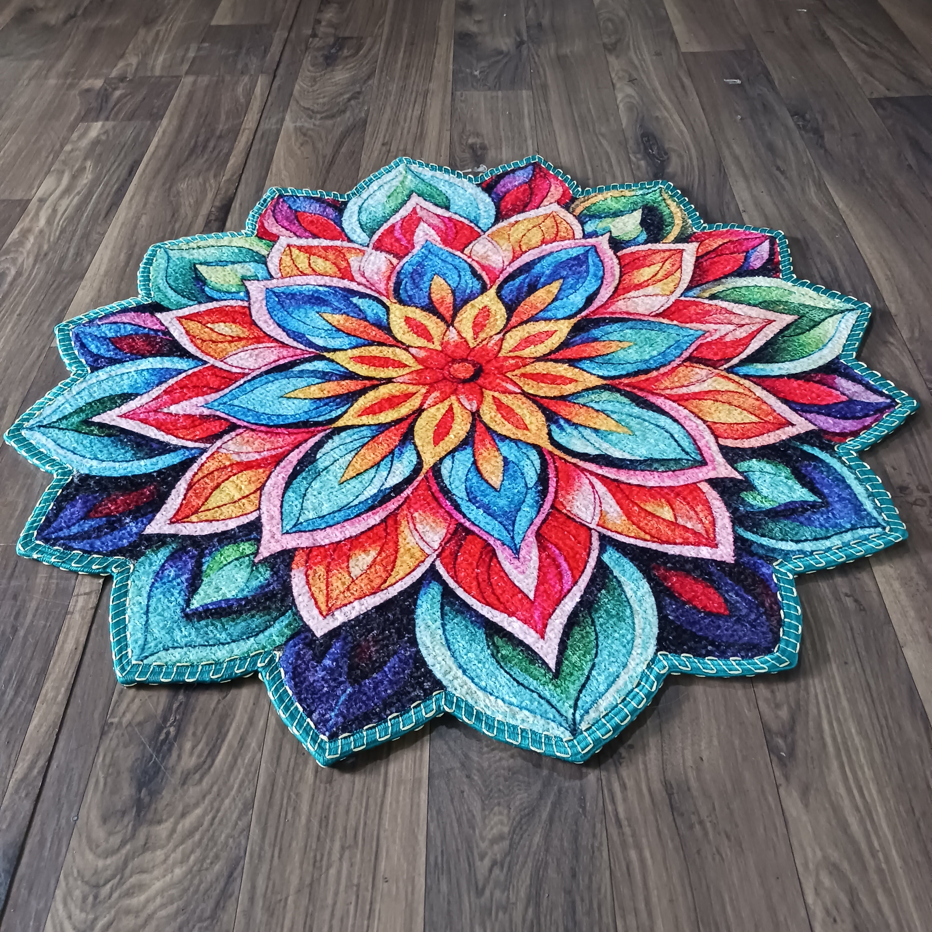 Storilane HandMade Floor Mats in Beautiful Traditional Rangoli Colors | Anti Slip, Durable & Washable | Outdoor & Indoor