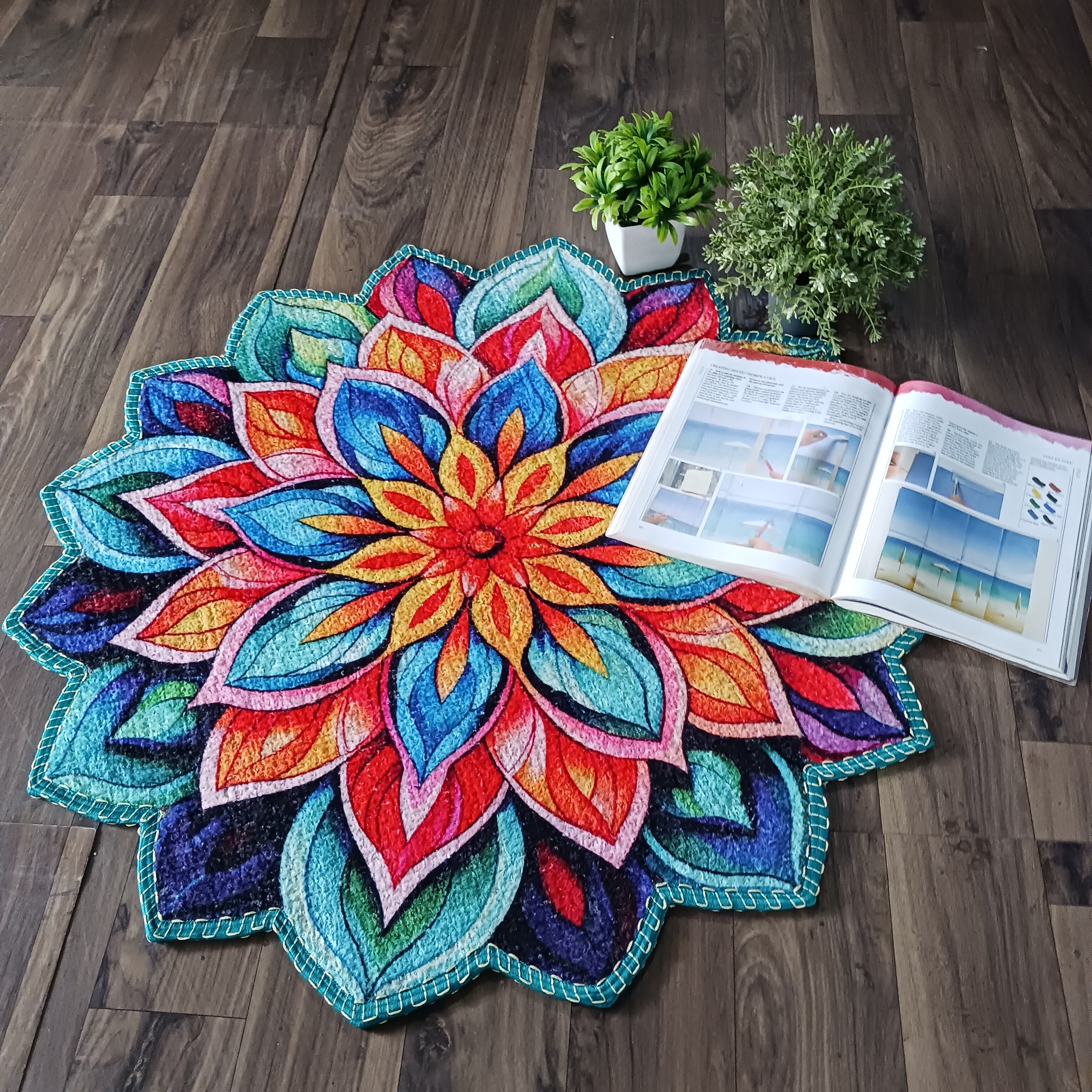 Storilane HandMade Floor Mats in Beautiful Traditional Rangoli Colors | Anti Slip, Durable & Washable | Outdoor & Indoor