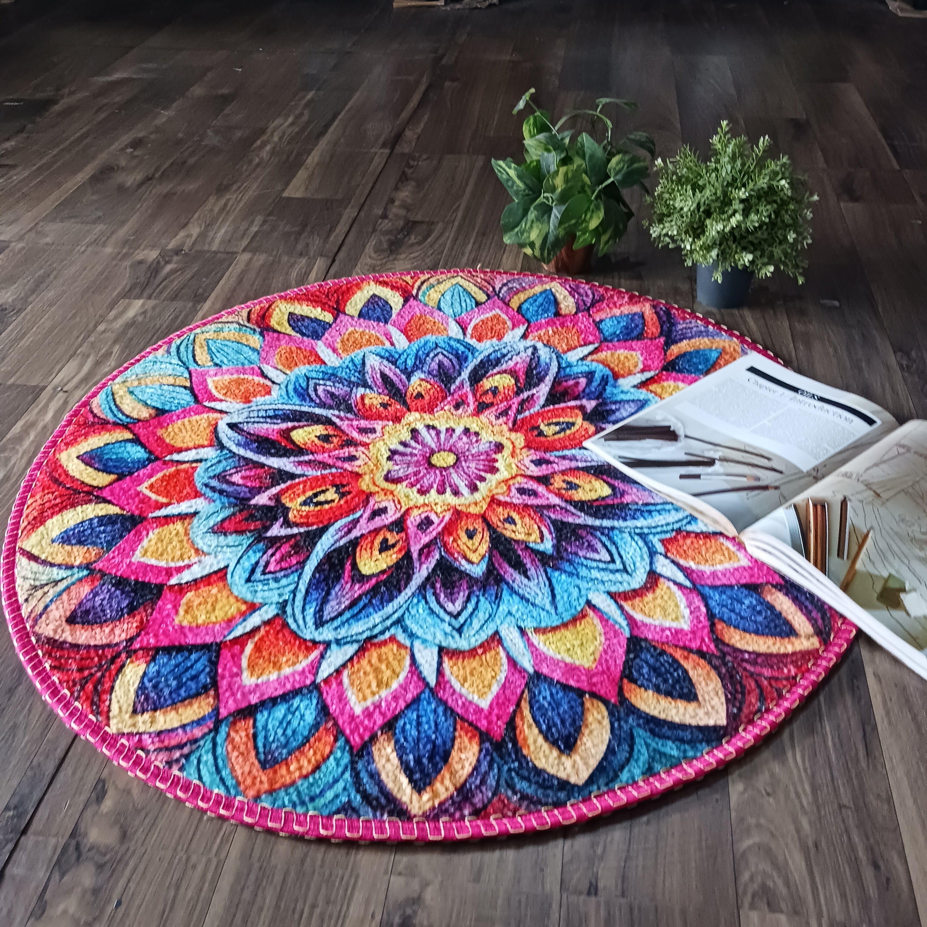 Storilane HandMade Floor Mats in Beautiful Traditional Rangoli Colors | Anti Slip, Durable & Washable | Outdoor & Indoor