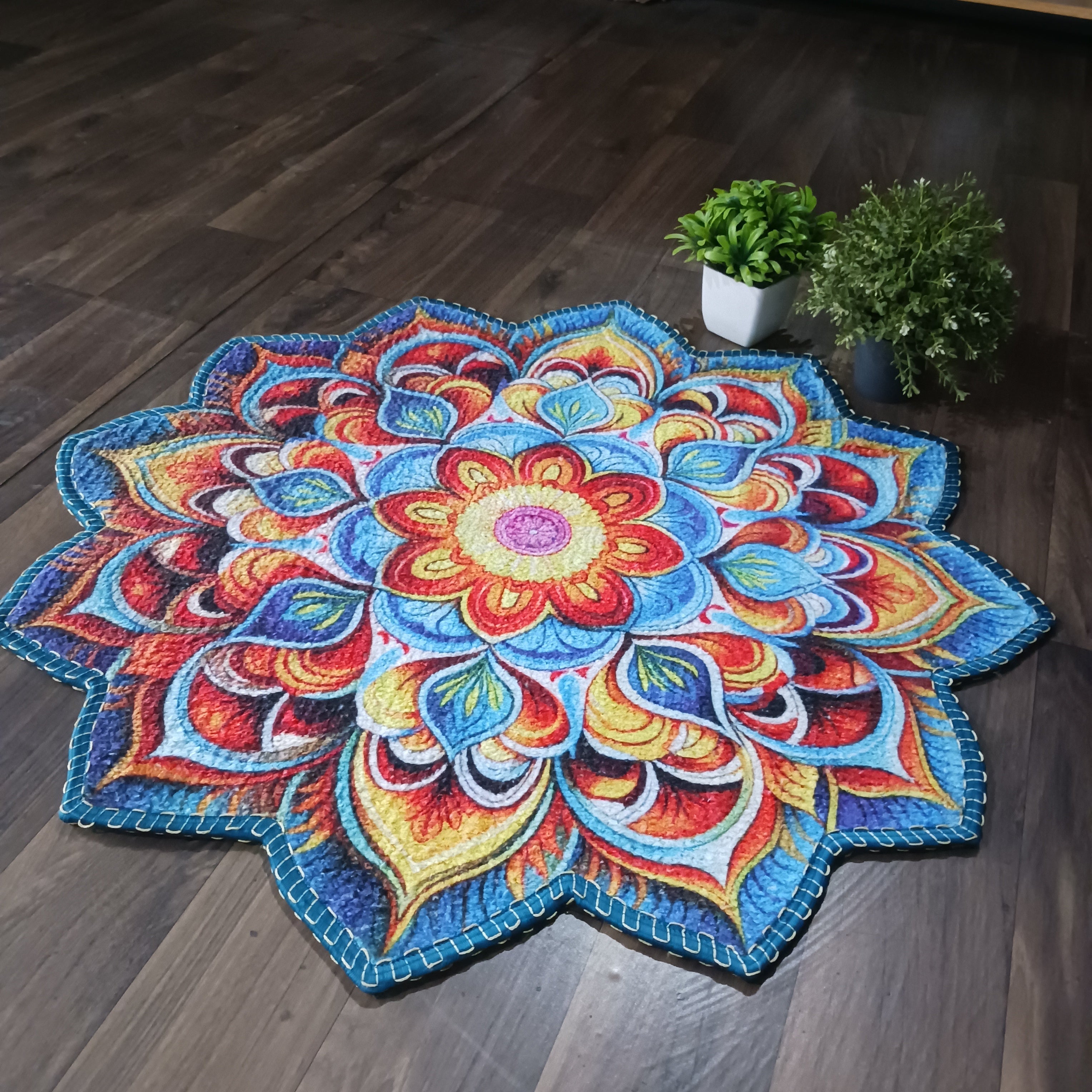 Storilane Floor Mats in Beautiful Traditional Rangoli Colors | Anti Slip, Durable & Washable | Outdoor & Indoor
