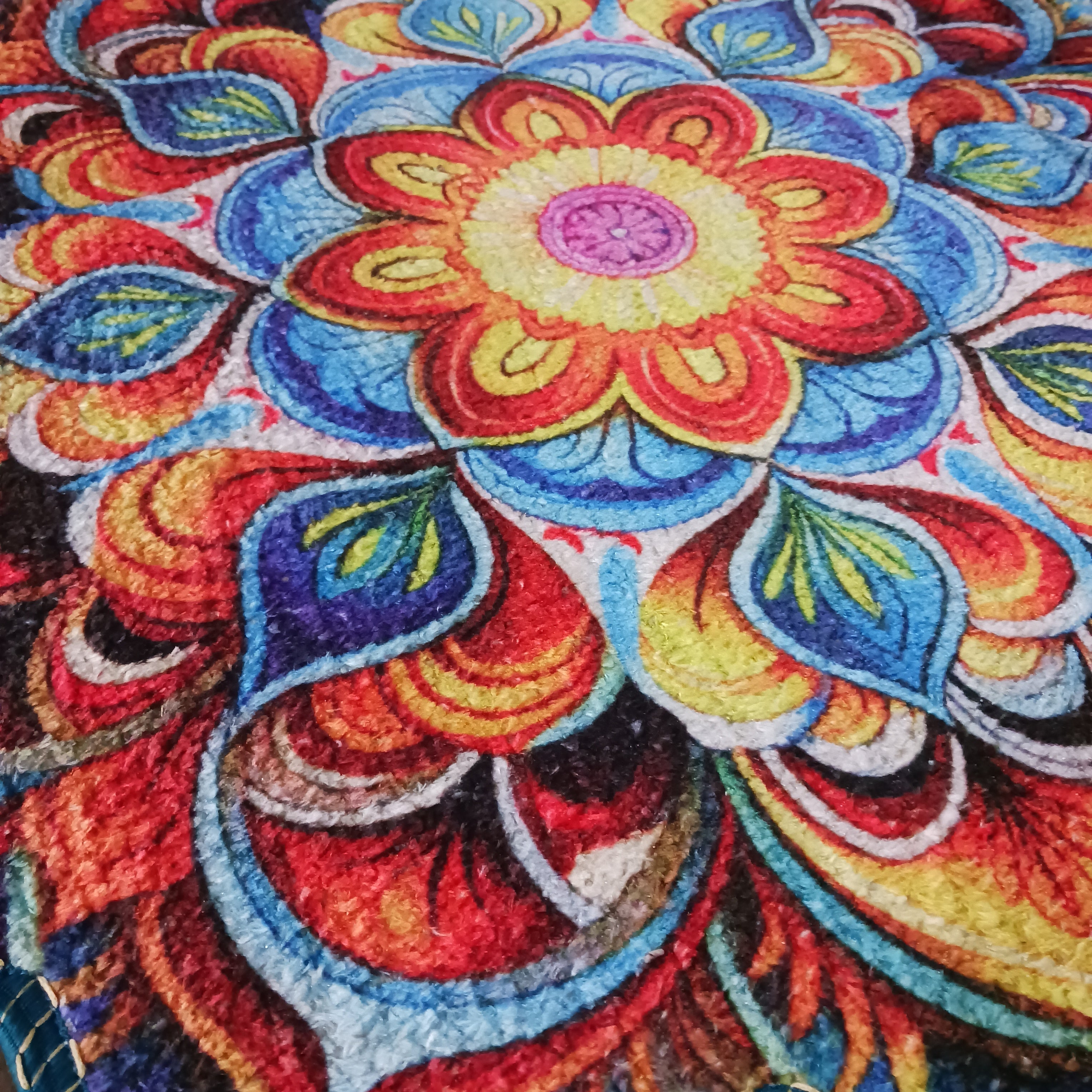 Storilane HandMade Floor Mats in Beautiful Traditional Rangoli Colors | Anti Slip, Durable & Washable | Outdoor & Indoor