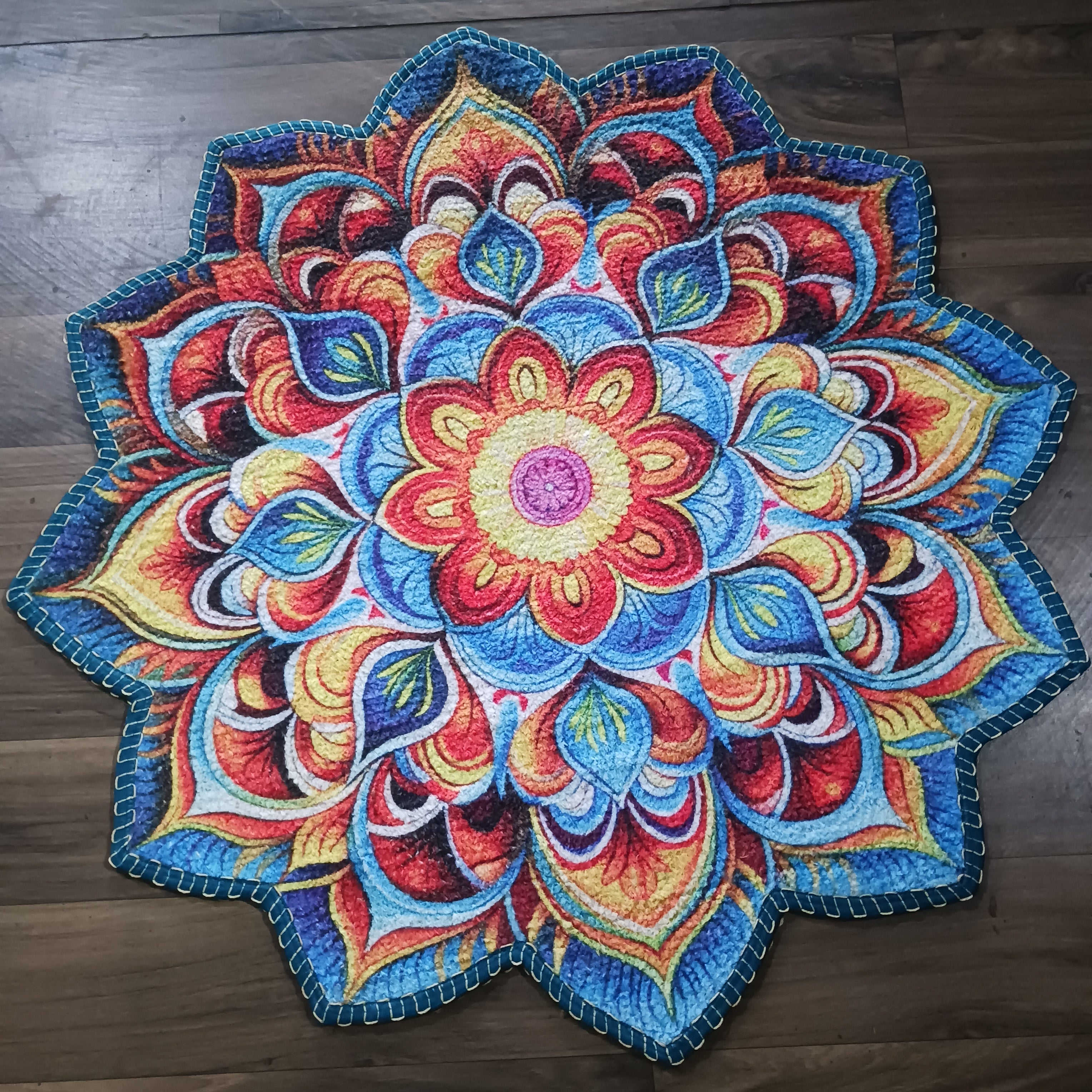 Storilane HandMade Floor Mats in Beautiful Traditional Rangoli Colors | Anti Slip, Durable & Washable | Outdoor & Indoor