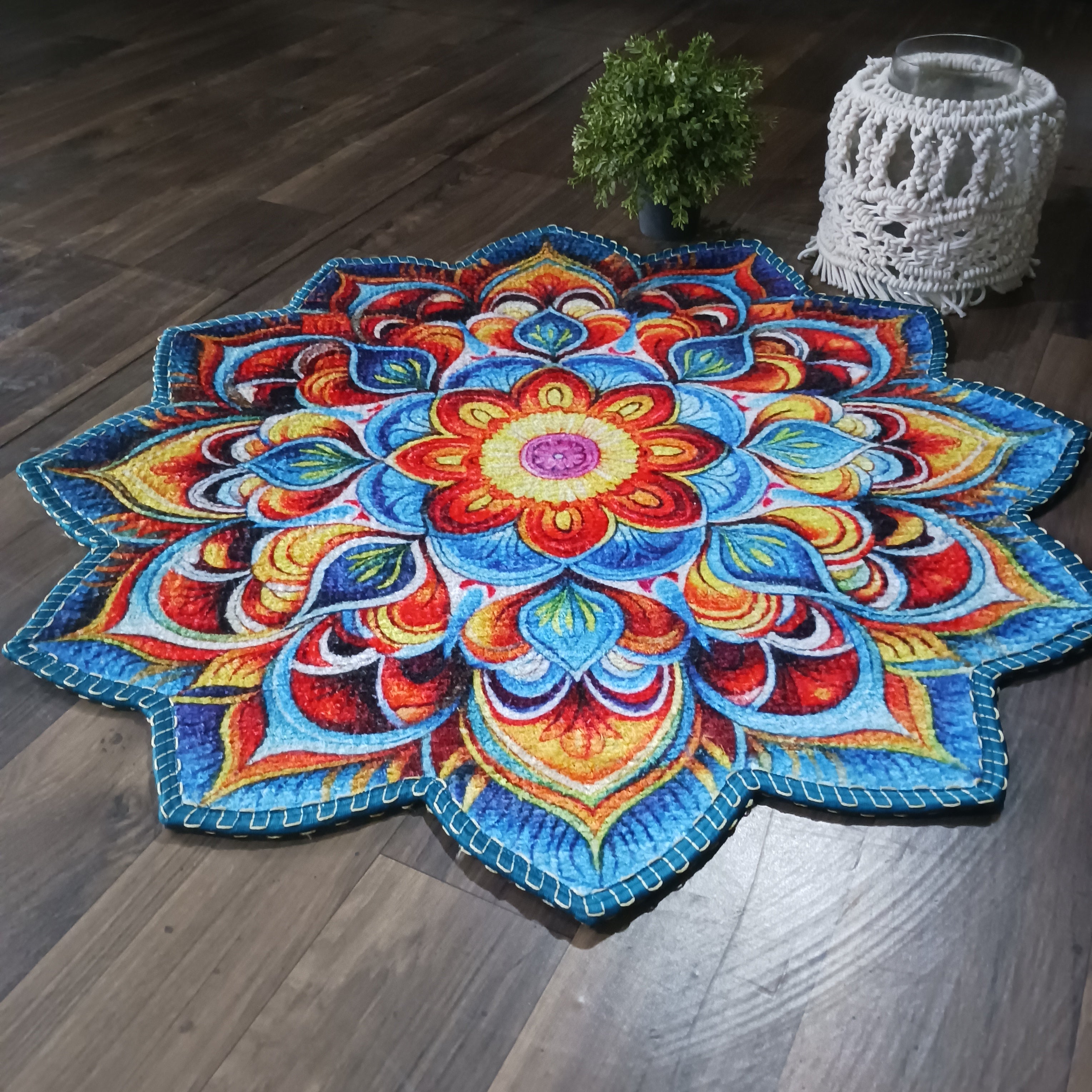 Storilane HandMade Floor Mats in Beautiful Traditional Rangoli Colors | Anti Slip, Durable & Washable | Outdoor & Indoor