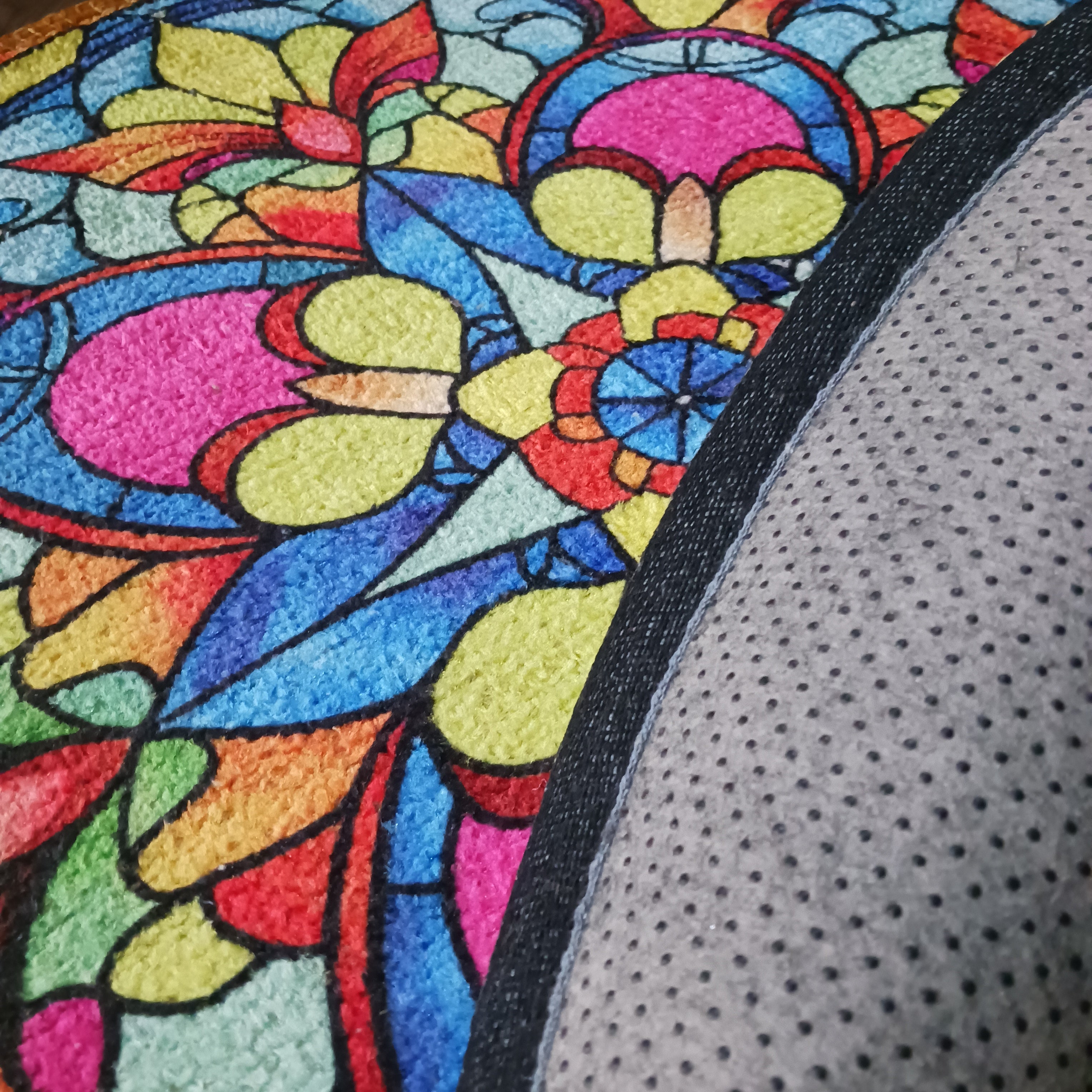 Storilane Floor Mats in Beautiful Traditional Rangoli Colors | Anti Slip, Durable & Washable | Outdoor & Indoor