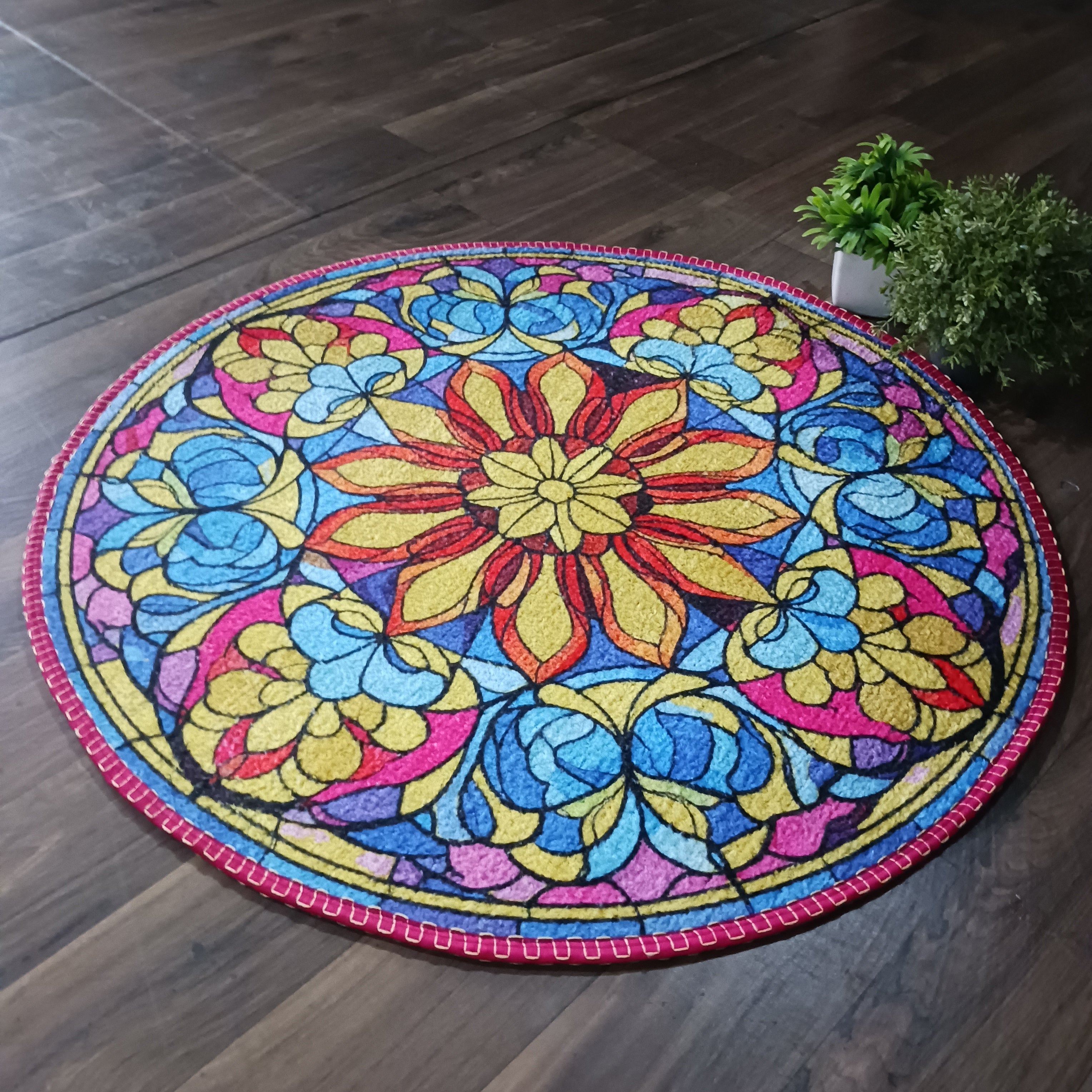 Storilane HandMade Floor Mats in Beautiful Traditional Rangoli Colors | Anti Slip, Durable & Washable | Outdoor & Indoor