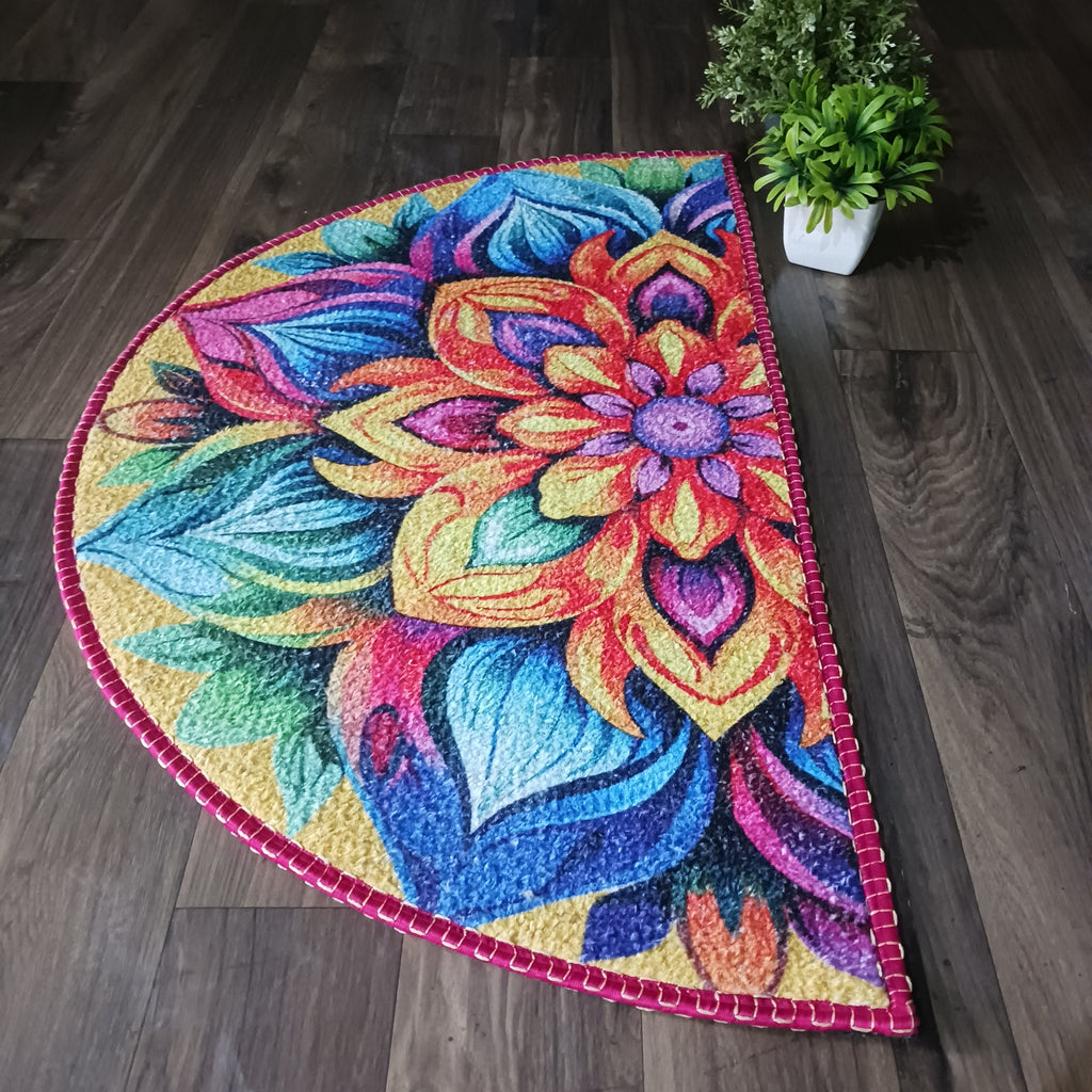 Storilane Floor Mats in Beautiful Rangoli Design | Anti Slip, Durable & Washable | Outdoor & Indoor
