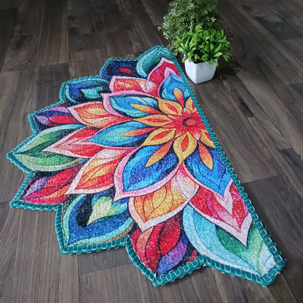 Storilane Floor Mats in Beautiful Rangoli Design | Anti Slip, Durable & Washable | Outdoor & Indoor
