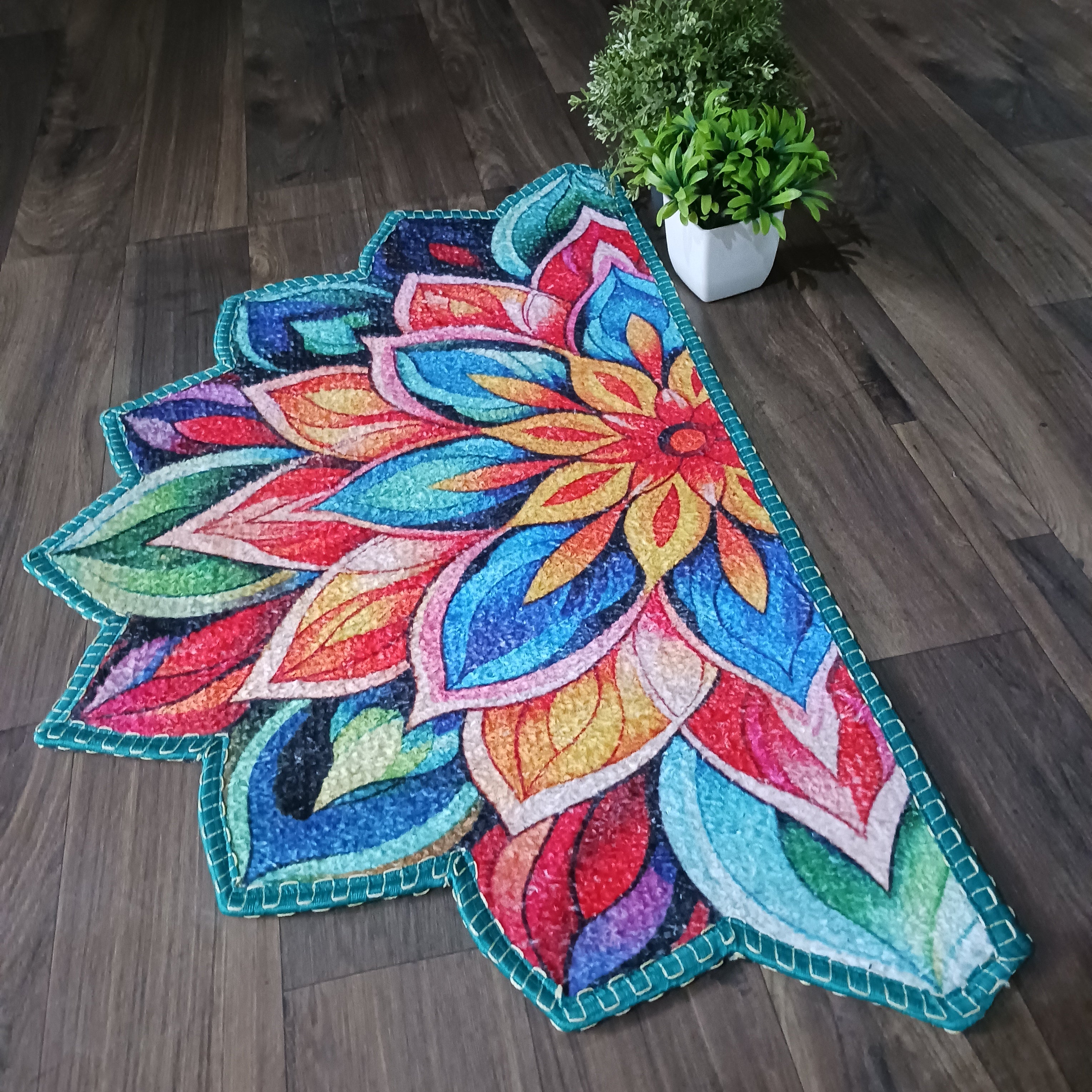 Storilane Floor Mats in Beautiful Rangoli Design | Anti Slip, Durable & Washable | Outdoor & Indoor